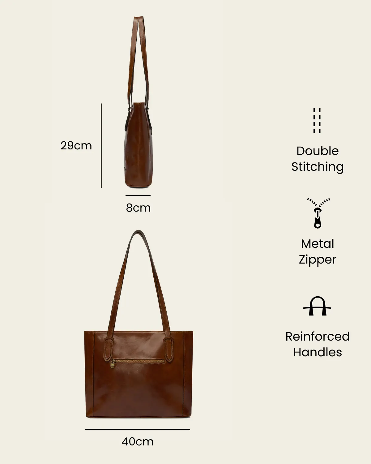 Amelia Honey - Leather Work Tote - Image 7