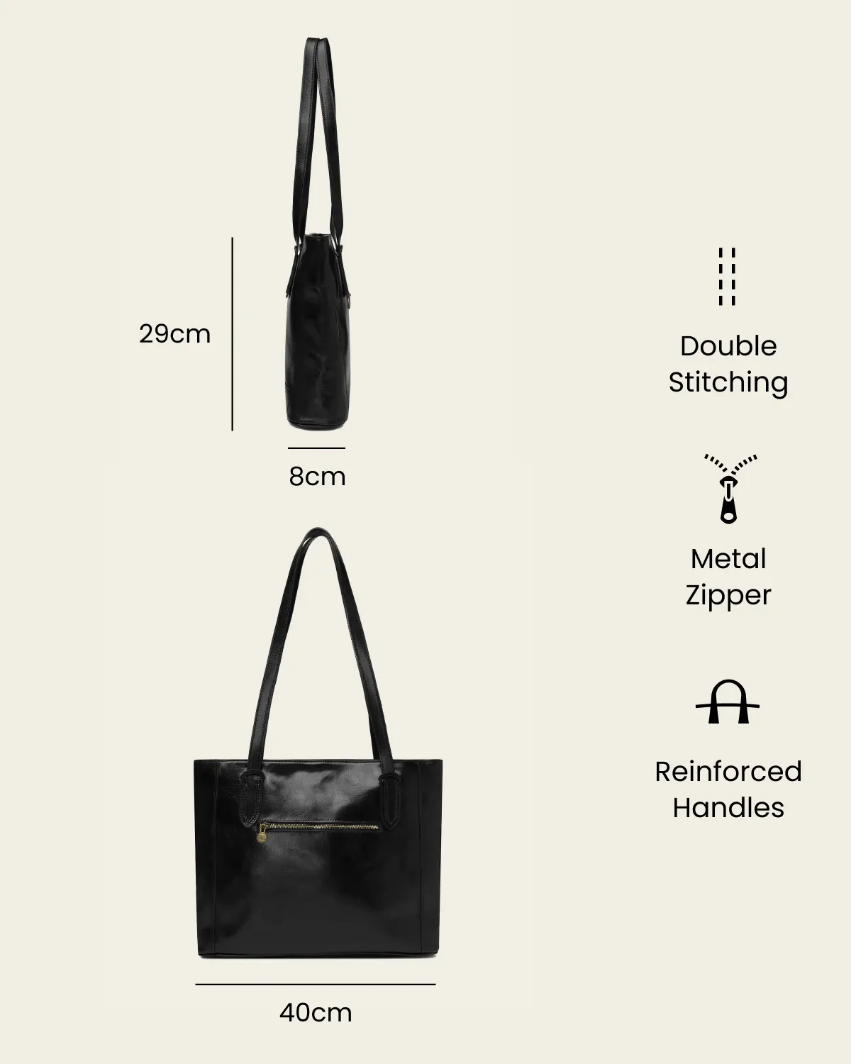 Amelia Jet - Leather Work Tote - Image 7