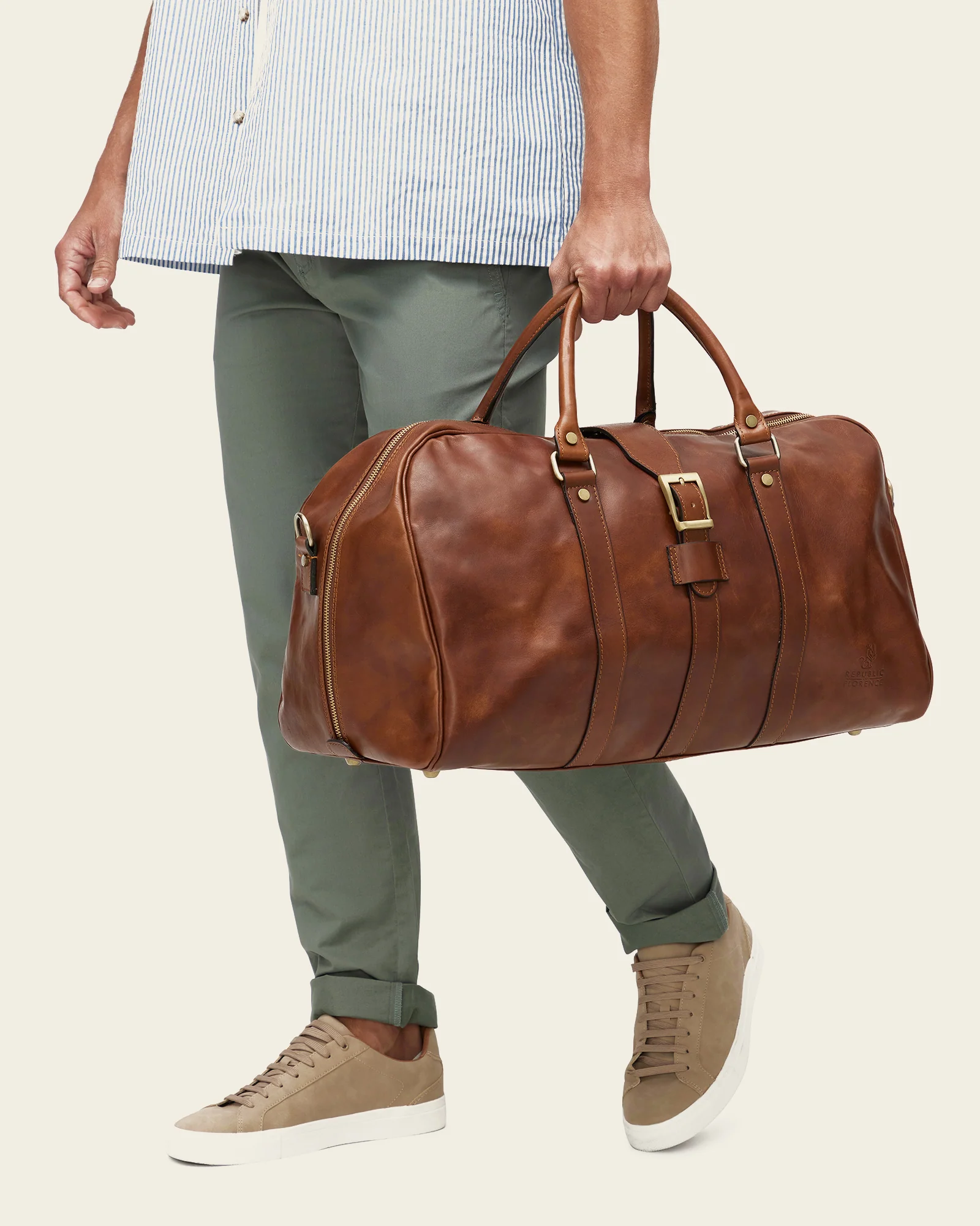 Amerigo Earth - Leather Weekender Bag - Image 3