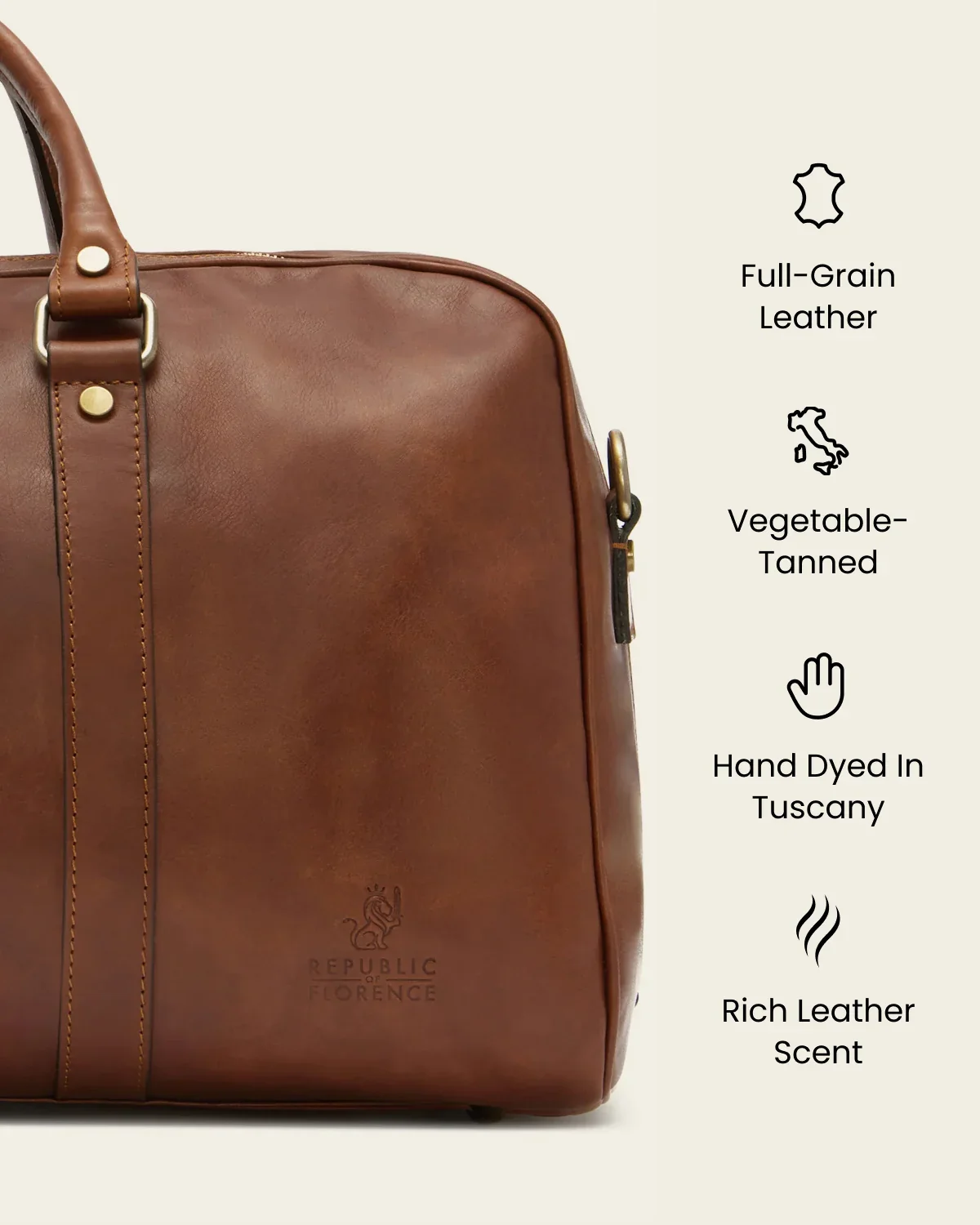 Amerigo Earth - Leather Weekender Bag - Image 8