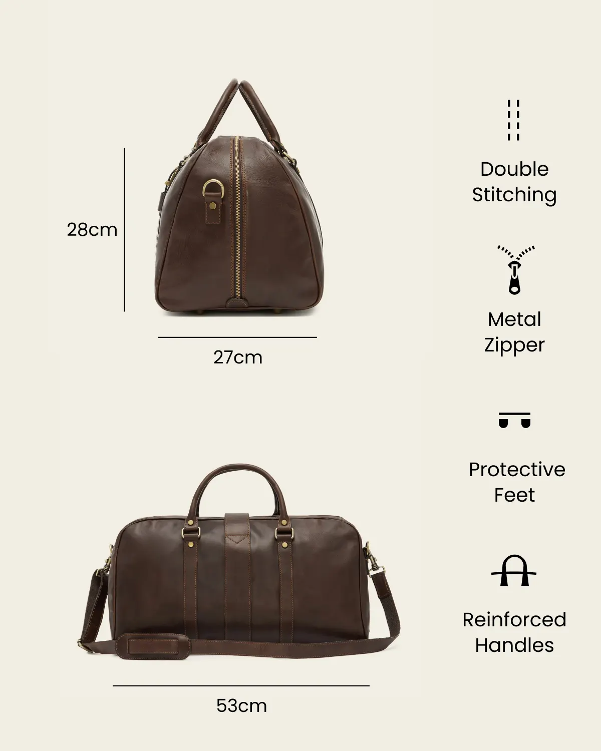 Amerigo Espresso - Leather Weekender Bag - Image 7