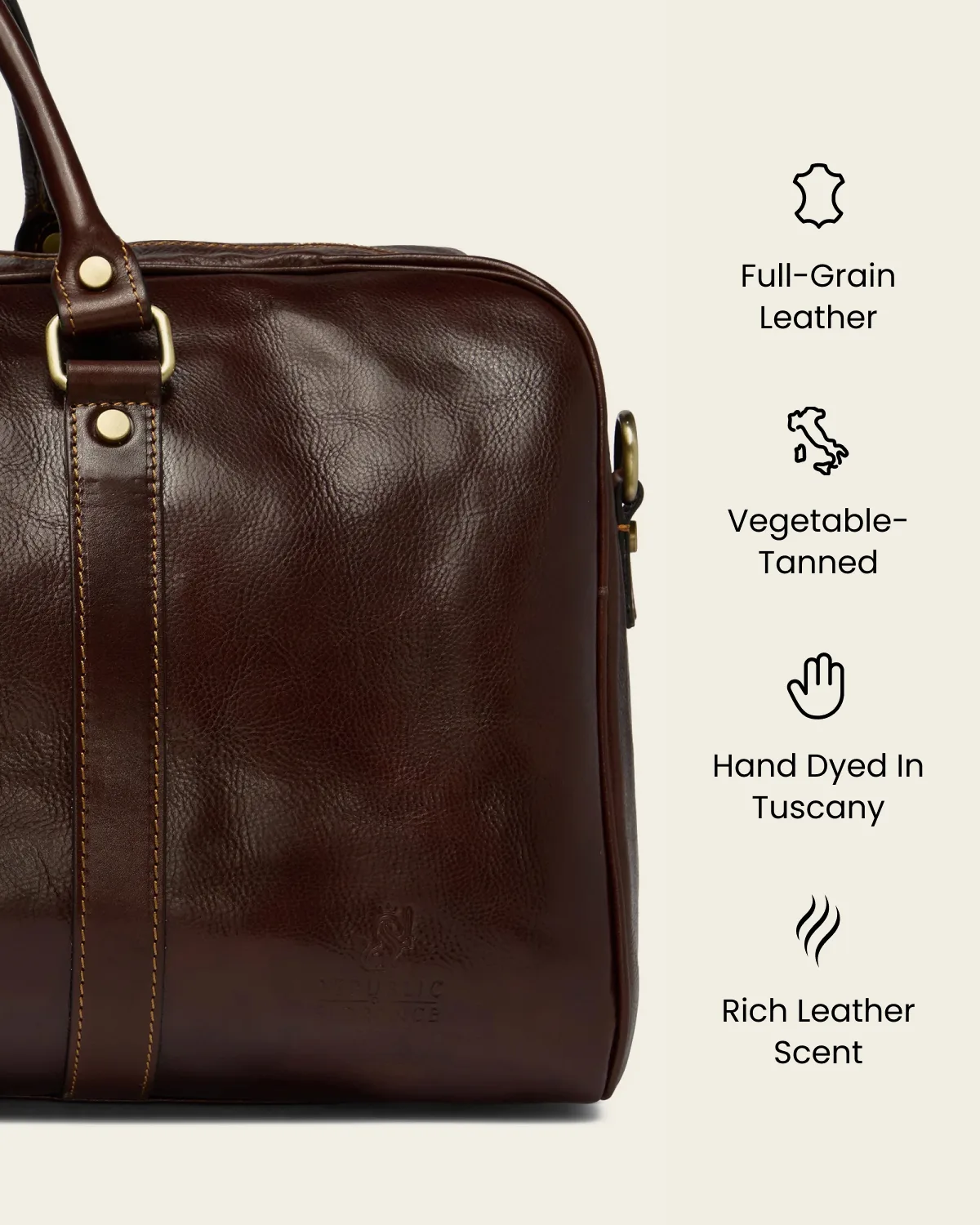 Amerigo Terra - Leather Weekender Bag - Image 8