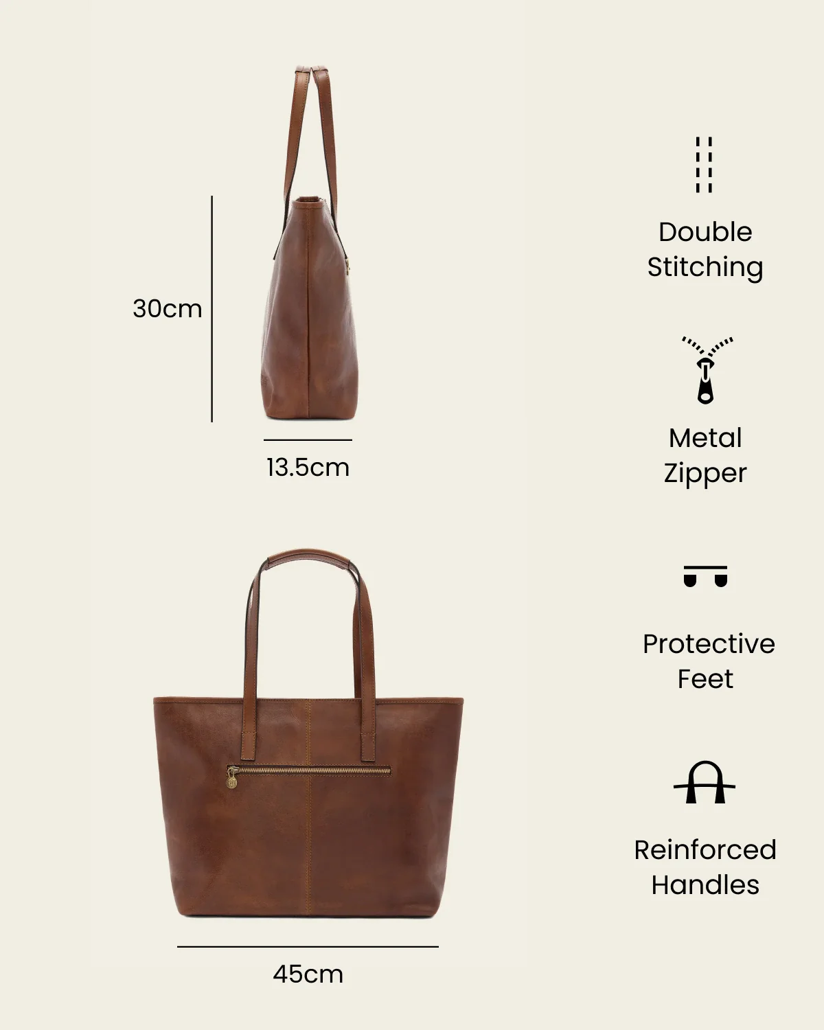 Beatrice Earth - Leather Work Tote - Image 7