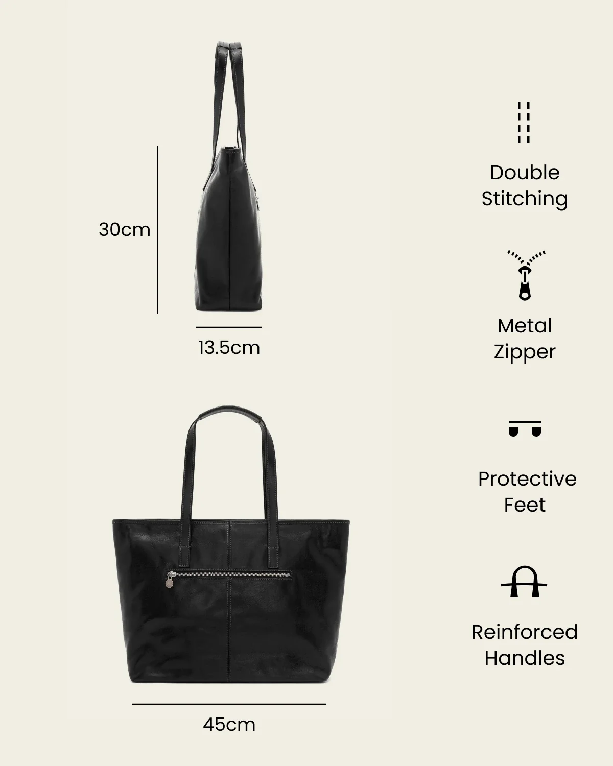 Beatrice Jet - Leather Work Tote - Image 7