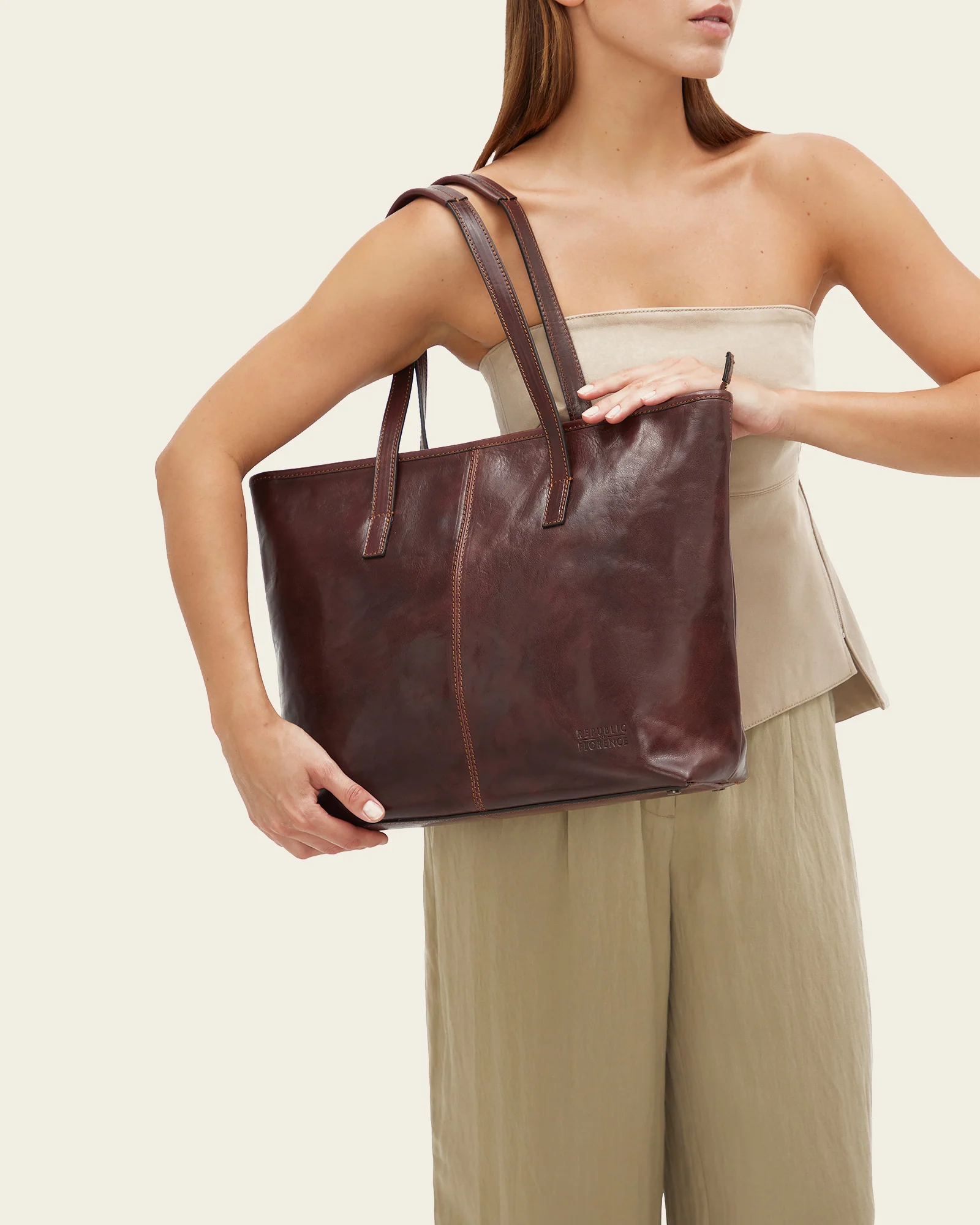 Beatrice Terra - Leather Work Tote - Image 3