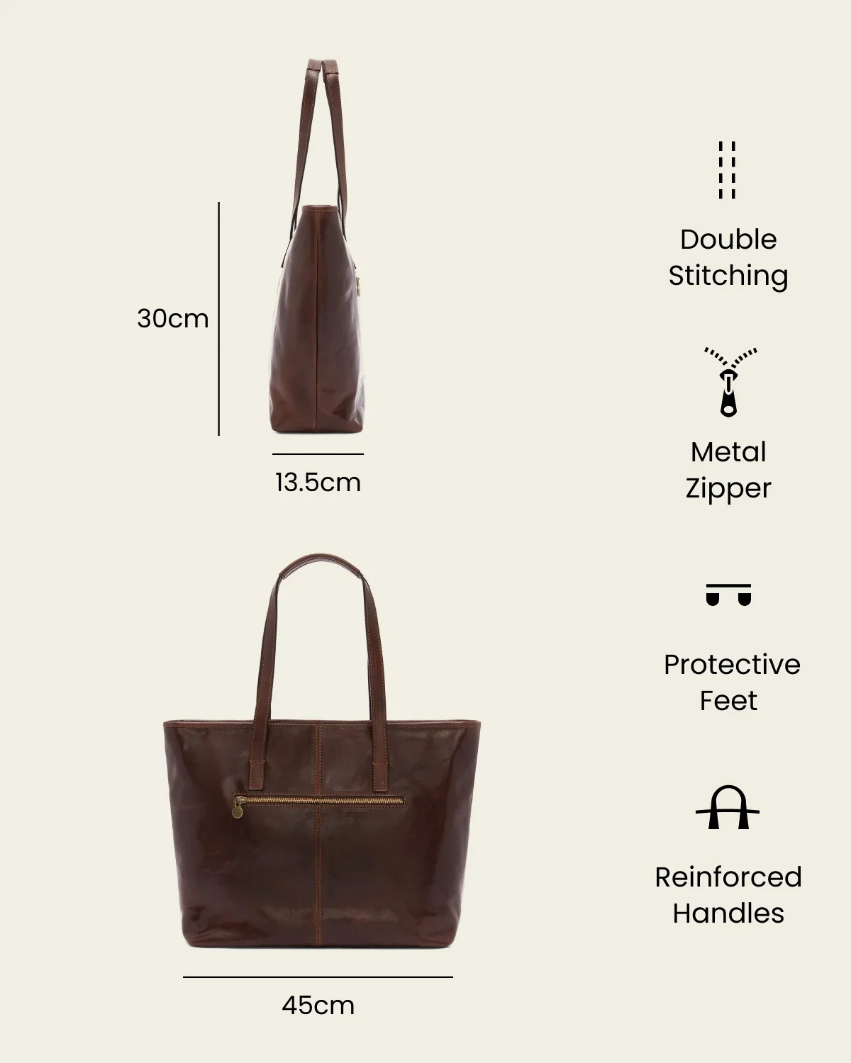 Beatrice Terra - Leather Work Tote - Image 7
