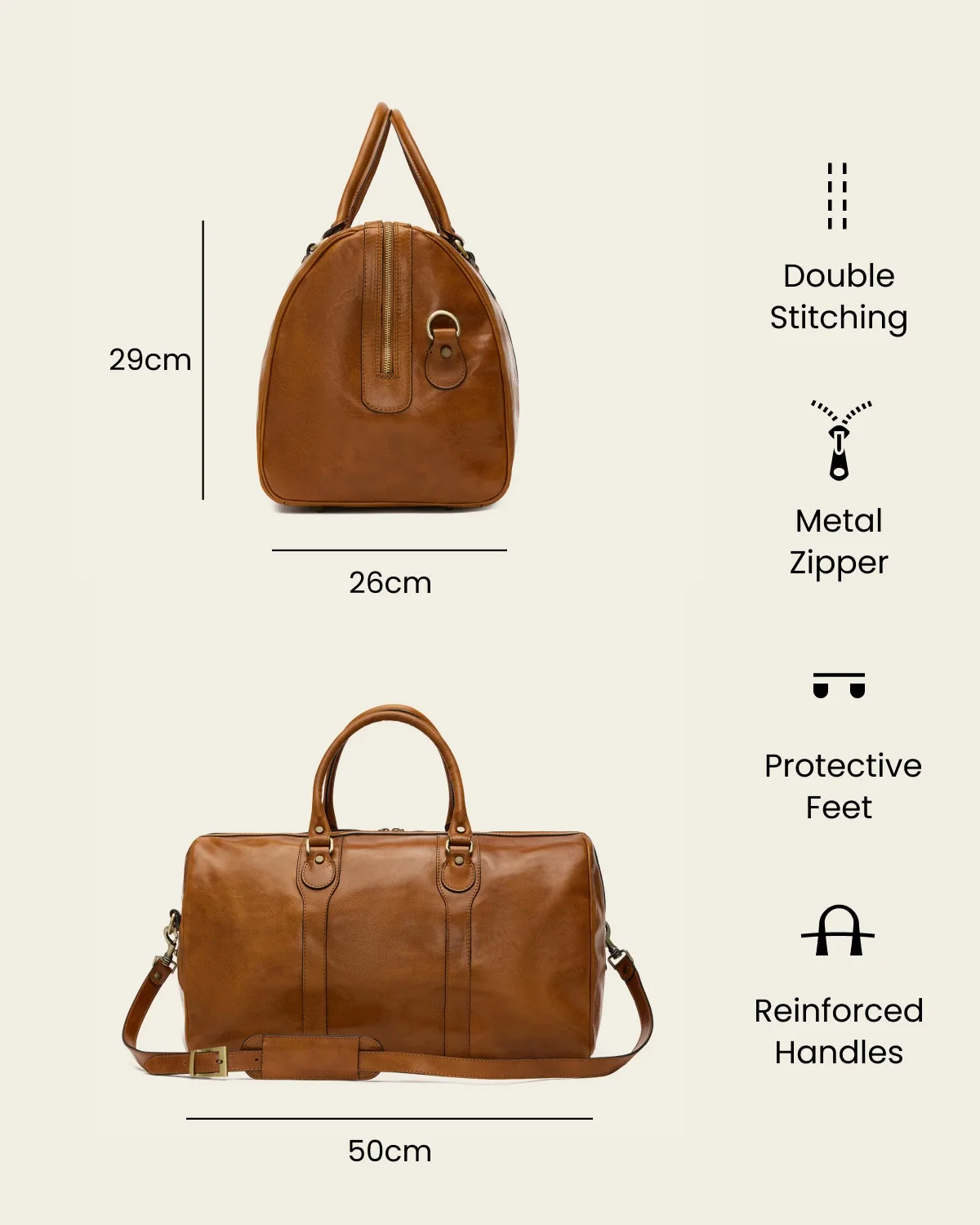 Beltrami Honey - Leather Weekender Bag - Image 8