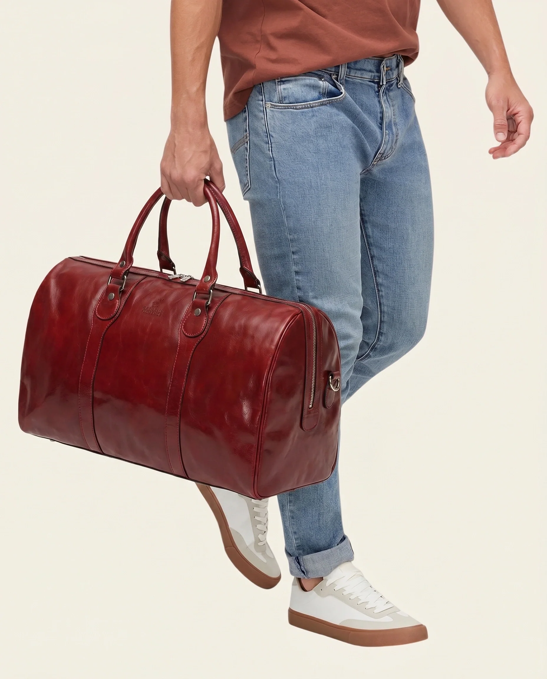 Beltrami Rosso - Leather Weekender Bag - Image 3