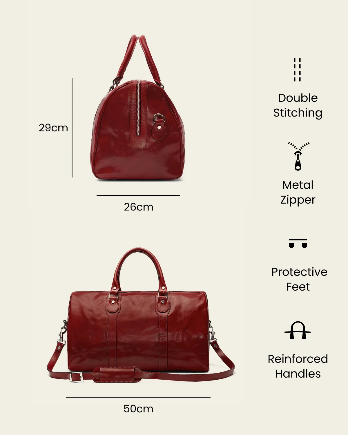 Beltrami Rosso - Leather Weekender Bag - Image 8