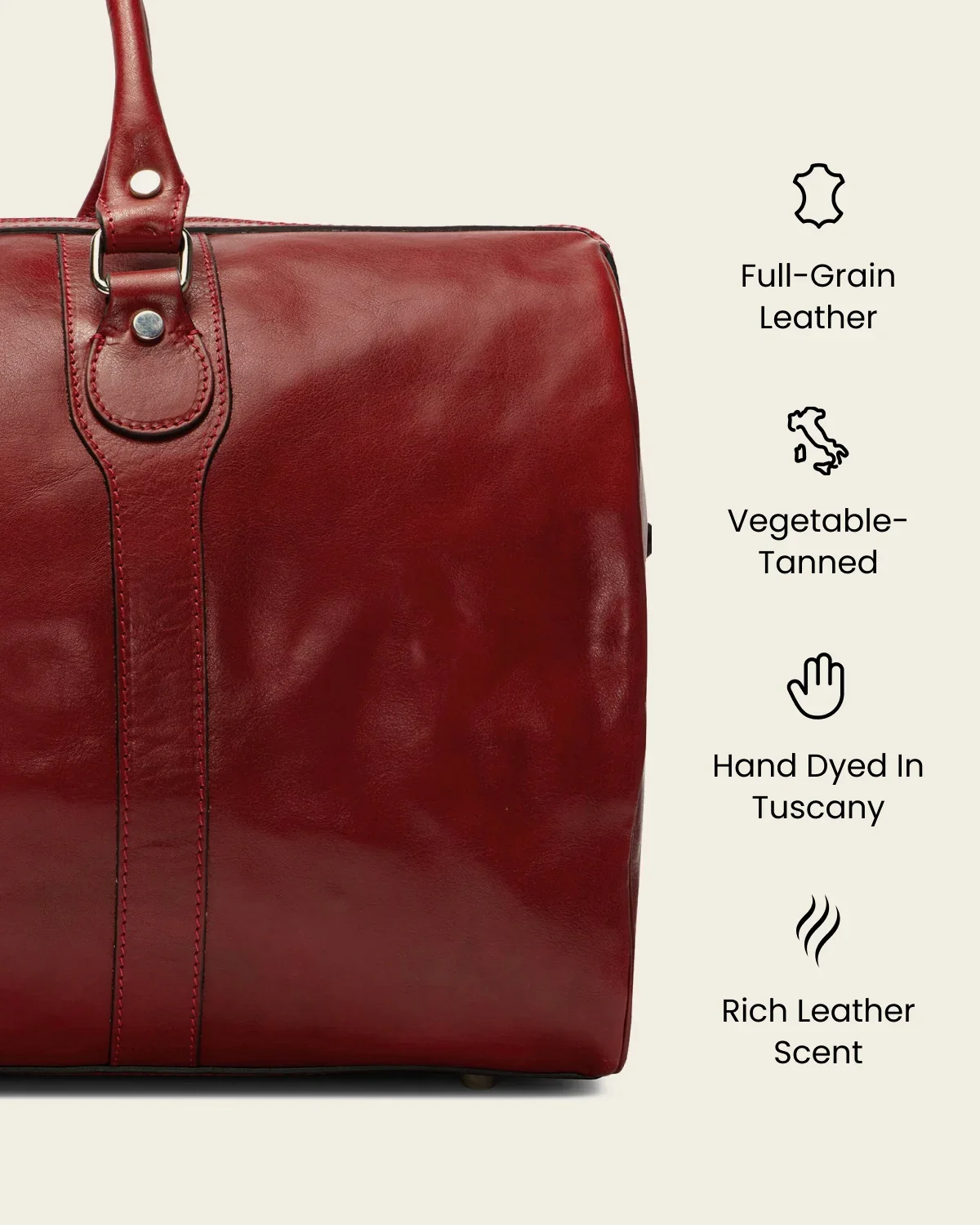Beltrami Rosso - Leather Weekender Bag - Image 9