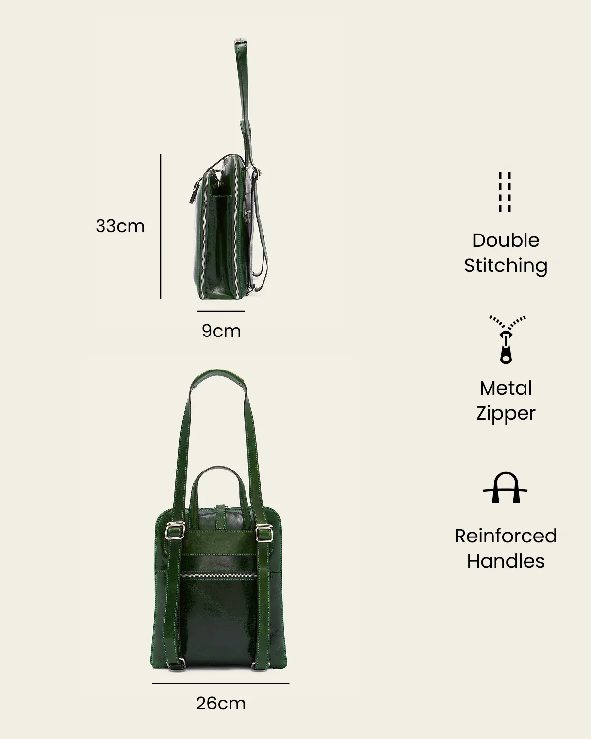 Emma Forest - 3-in-1 Convertible Leather Backpack - Image 8