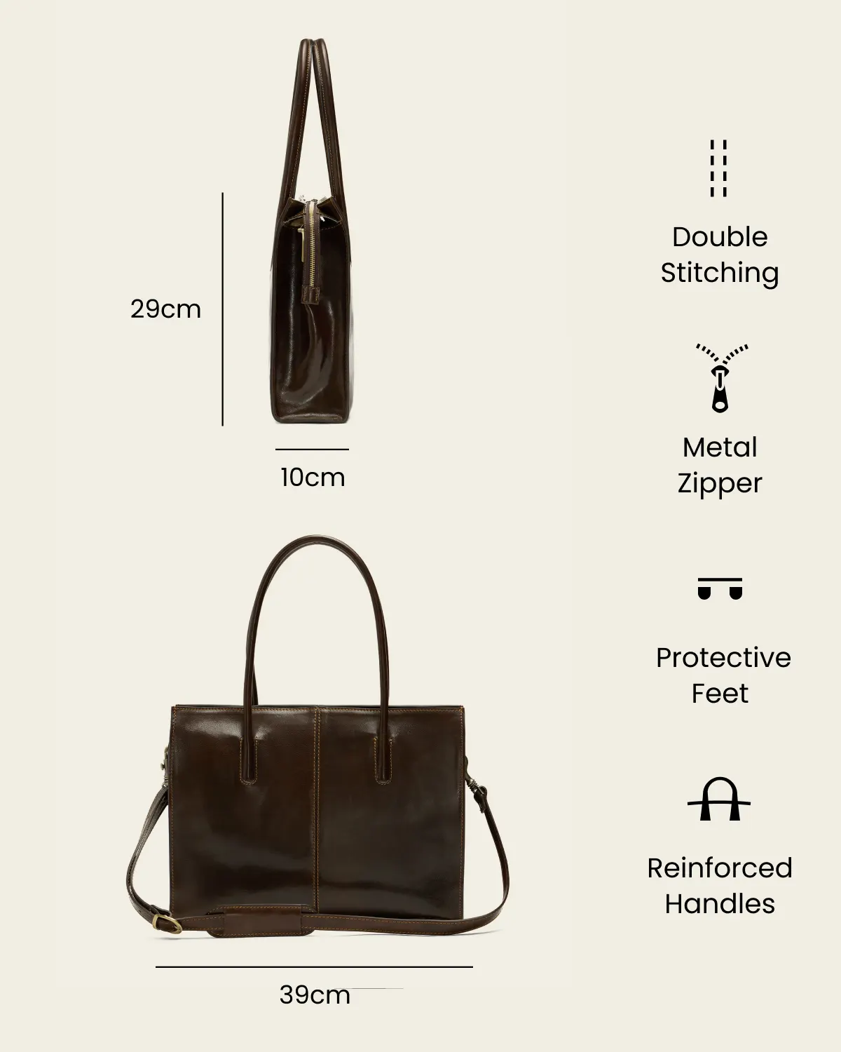 Florence Moro - Leather Work Tote - Image 8