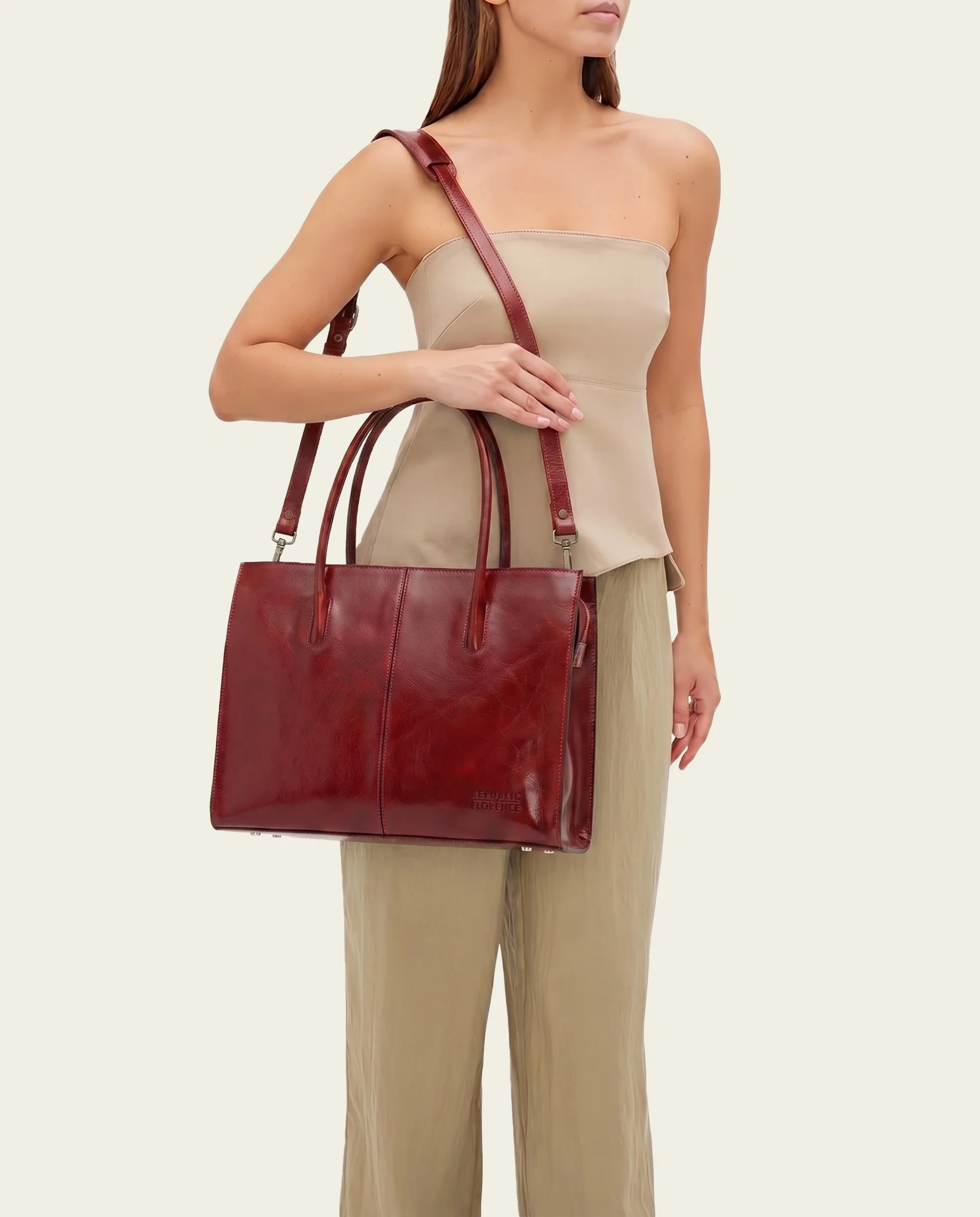 Florence Rosso - Leather Work Tote - Image 6