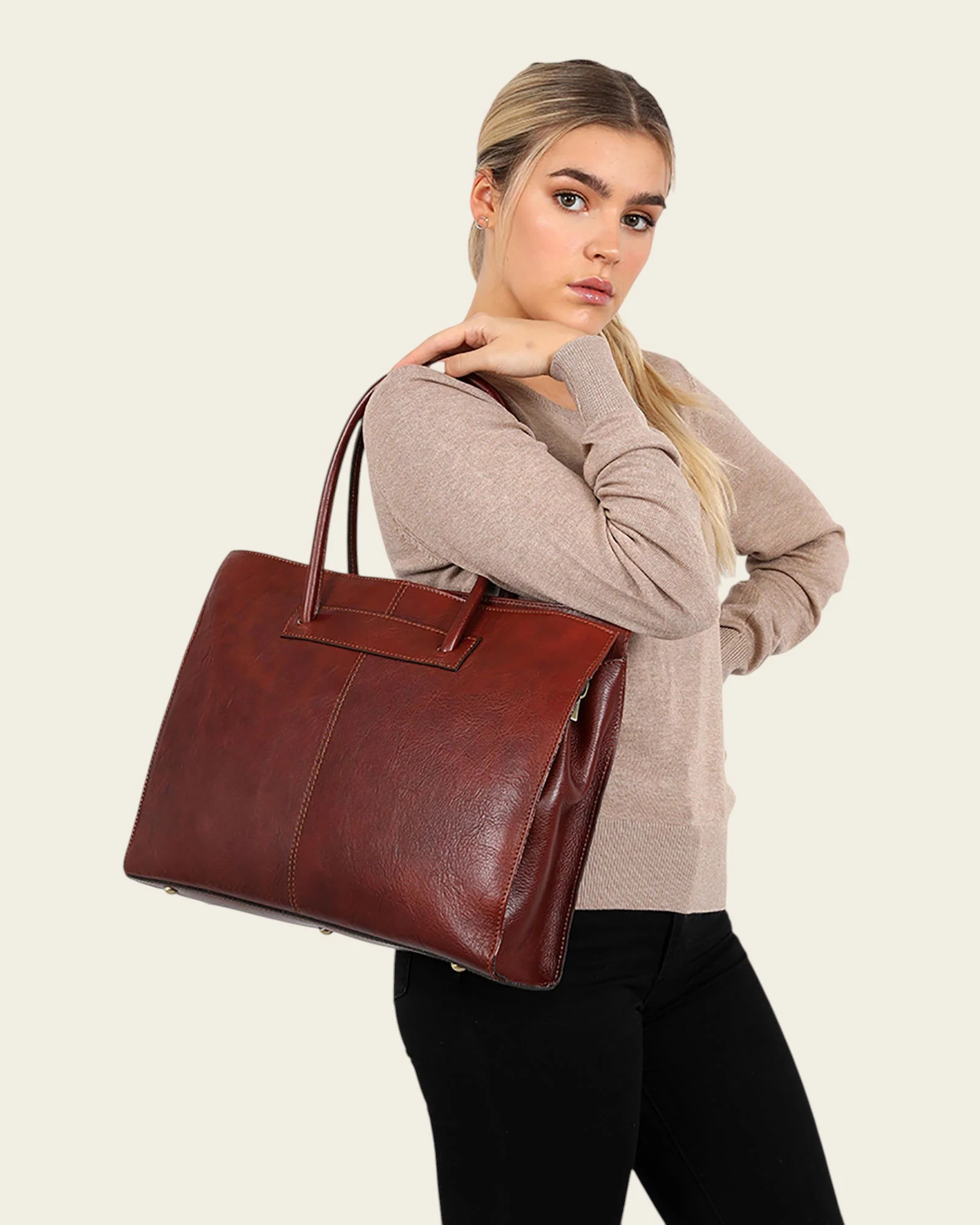 Florence Moro - Leather Work Tote - Image 11