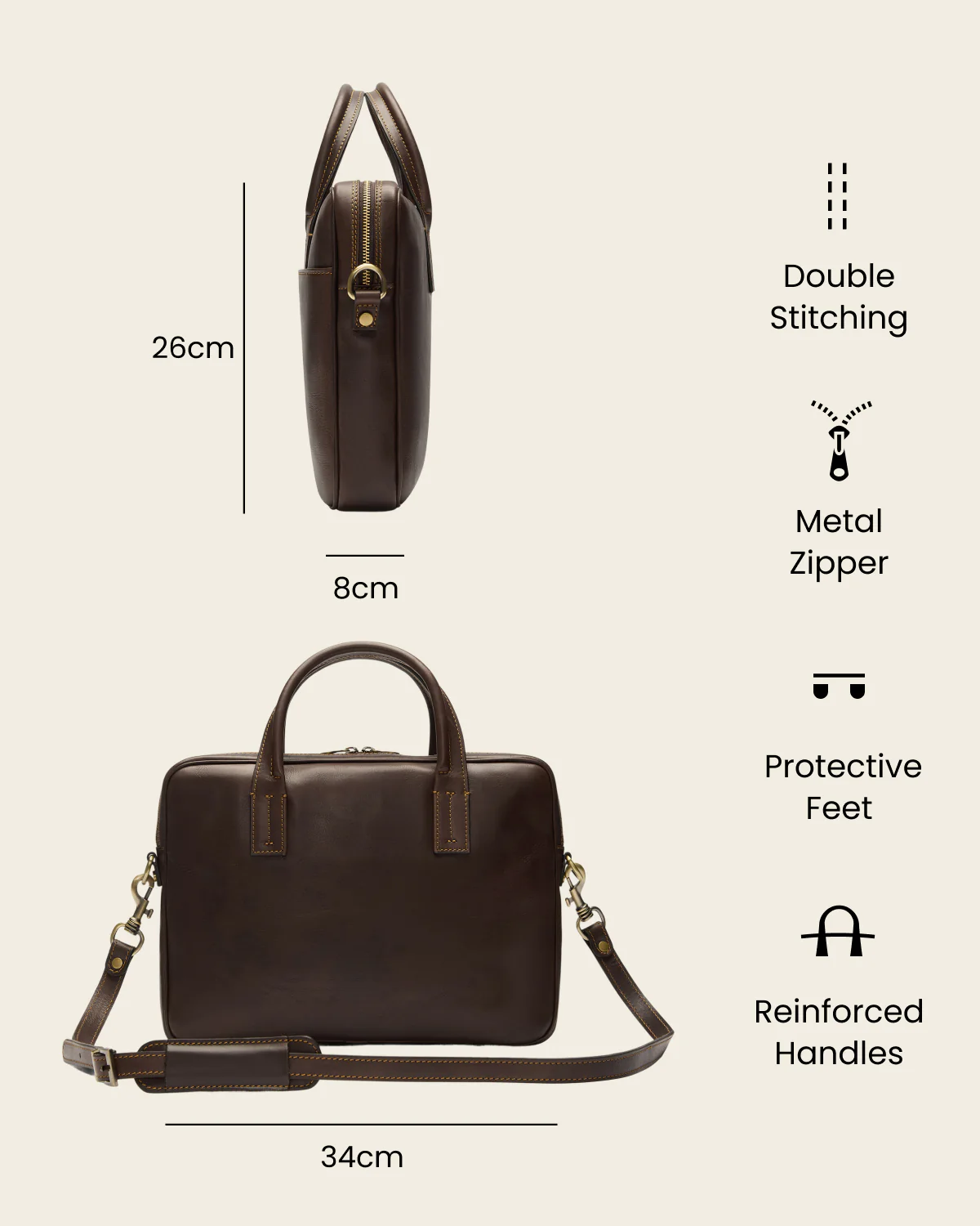 London Espresso - 14" Leather Briefcase - Image 7
