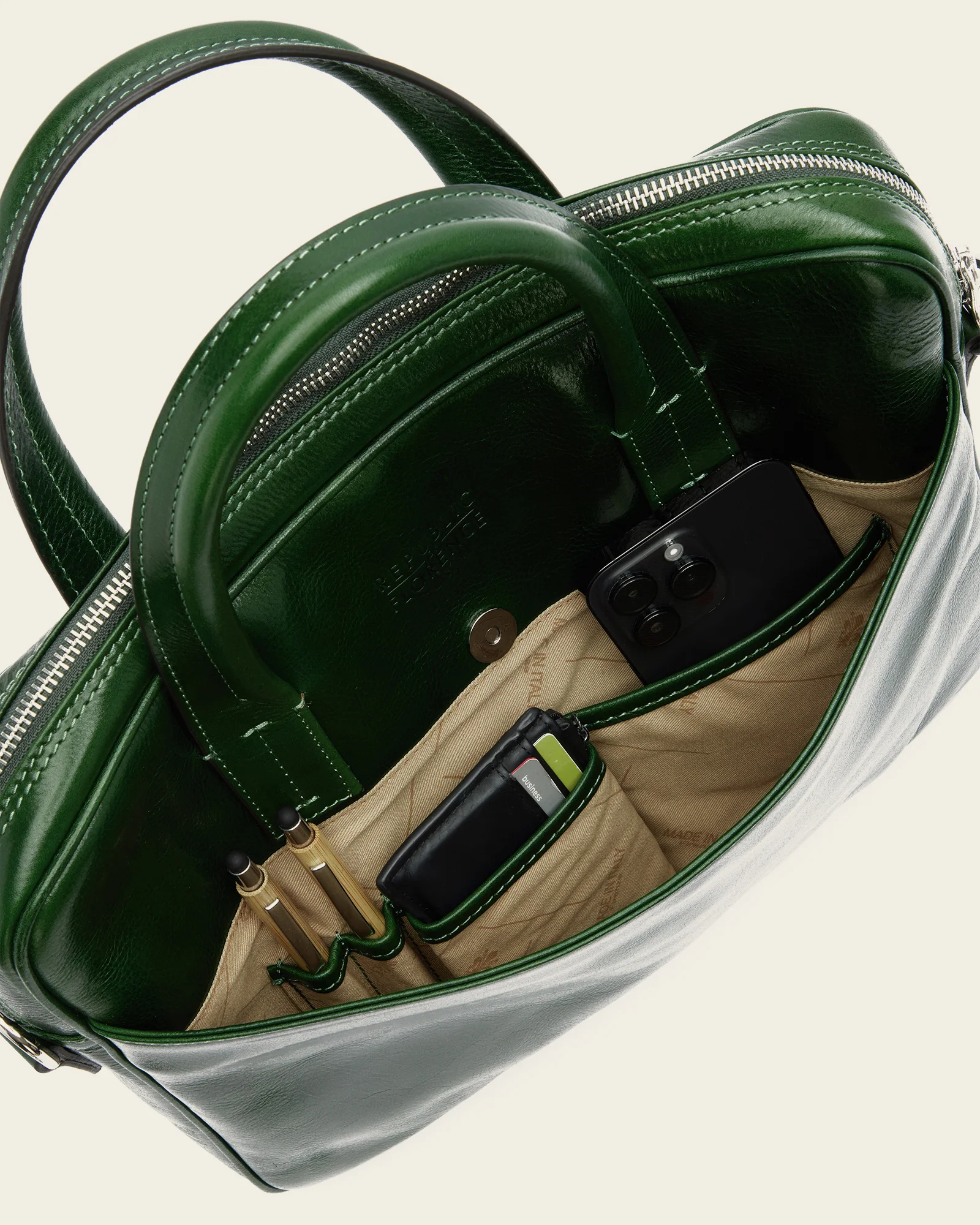 London Forest - 14" Leather Briefcase - Image 9