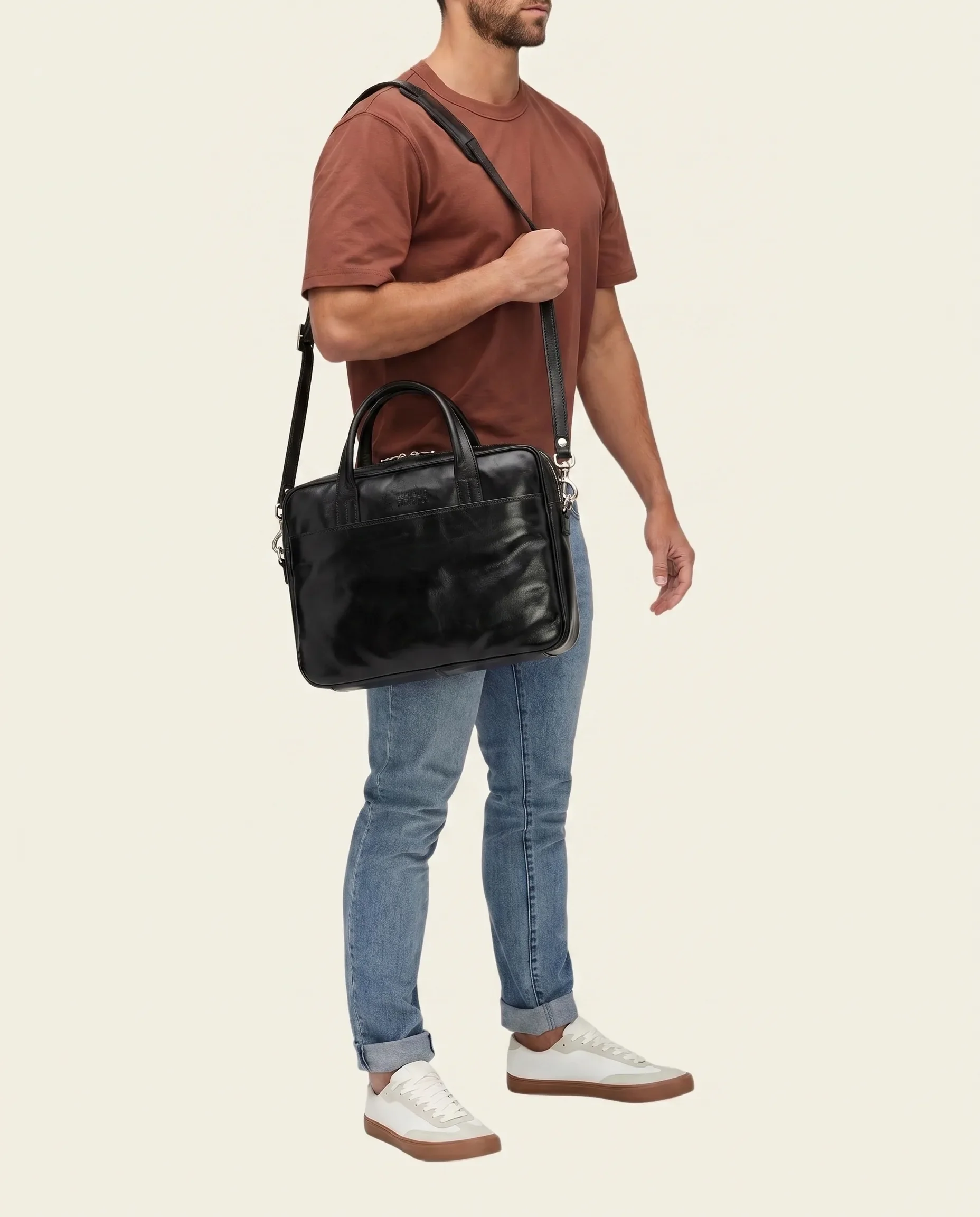 London Jet - 14" Leather Briefcase - Image 3