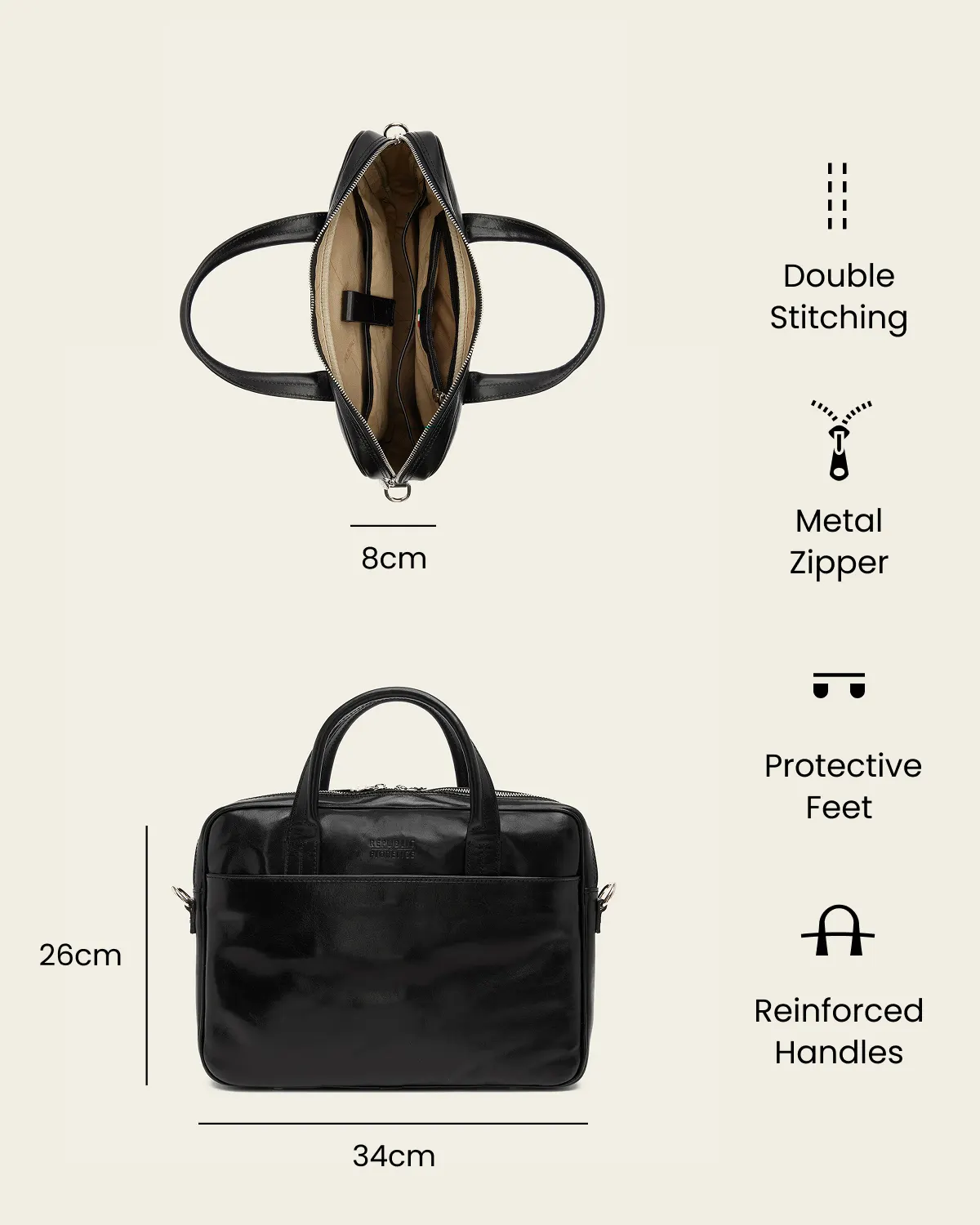 London Jet - 14" Leather Briefcase - Image 7