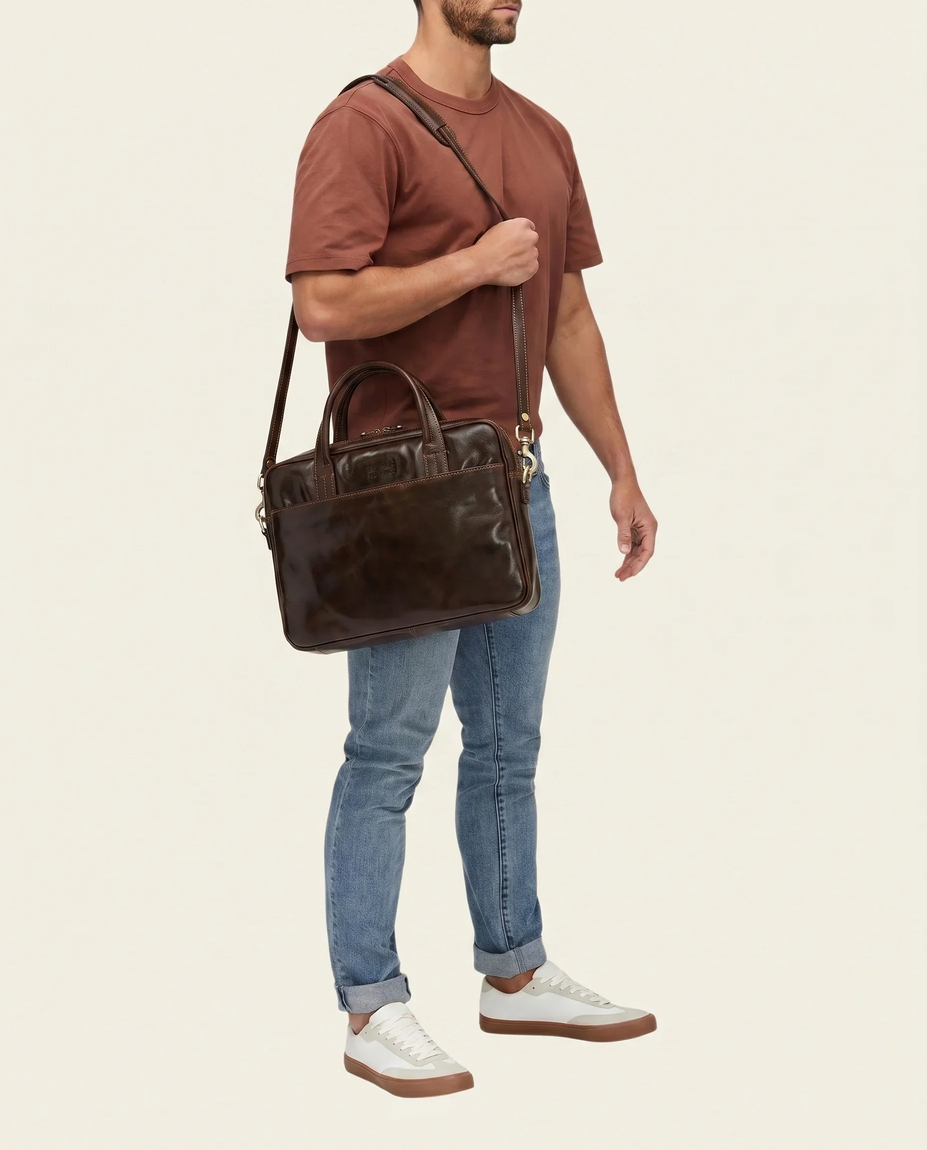London Moro - 14" Leather Briefcase - Image 3