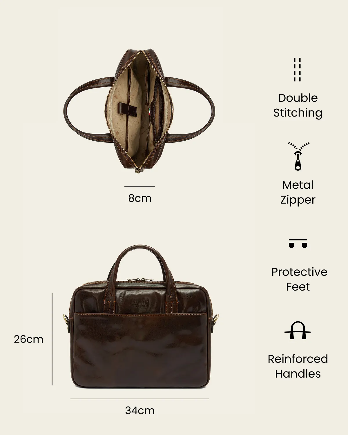 London Moro - 14" Leather Briefcase - Image 7