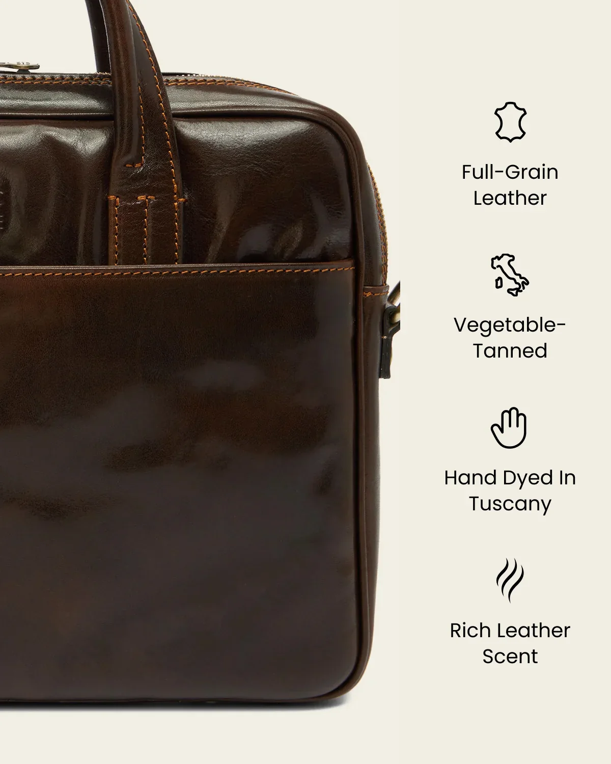 London Moro - 14" Leather Briefcase - Image 8
