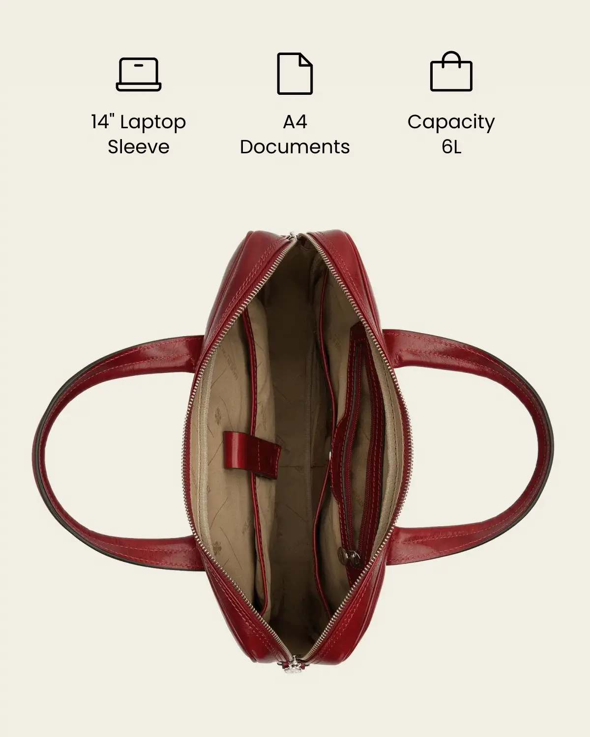London Rosso - 14" Leather Briefcase - Image 2