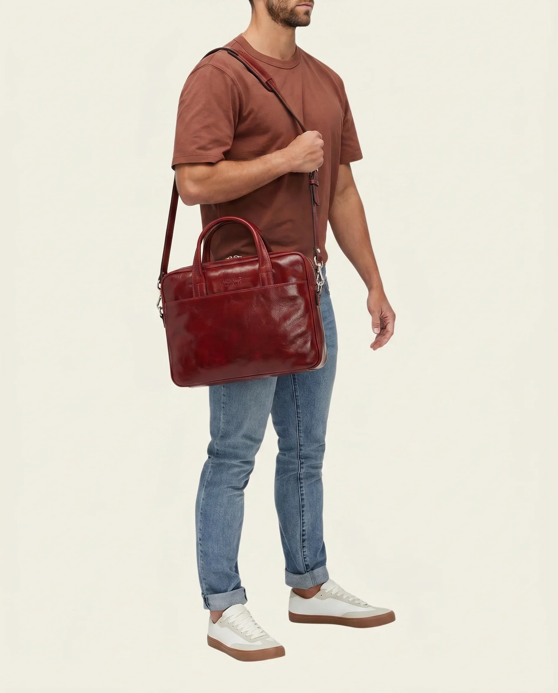 London Rosso - 14" Leather Briefcase - Image 3