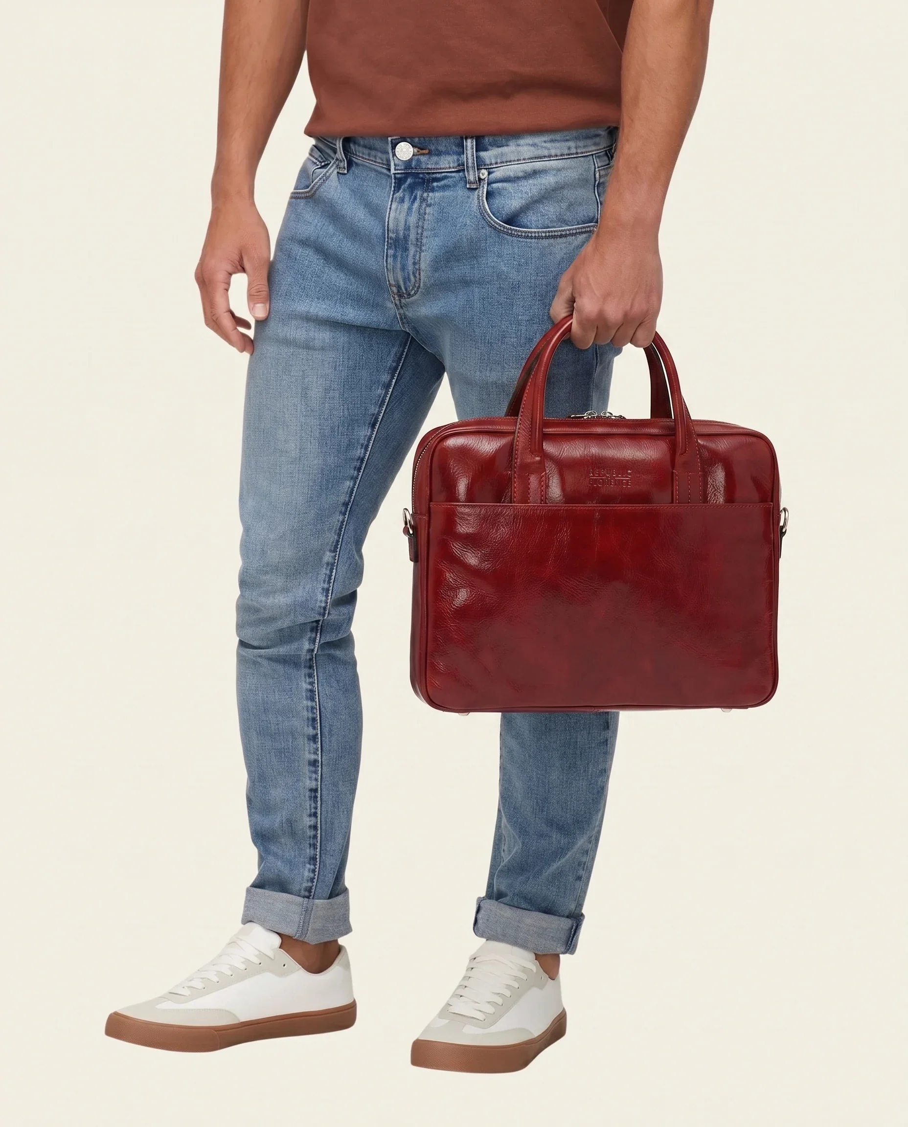 London Rosso - 14" Leather Briefcase - Image 6