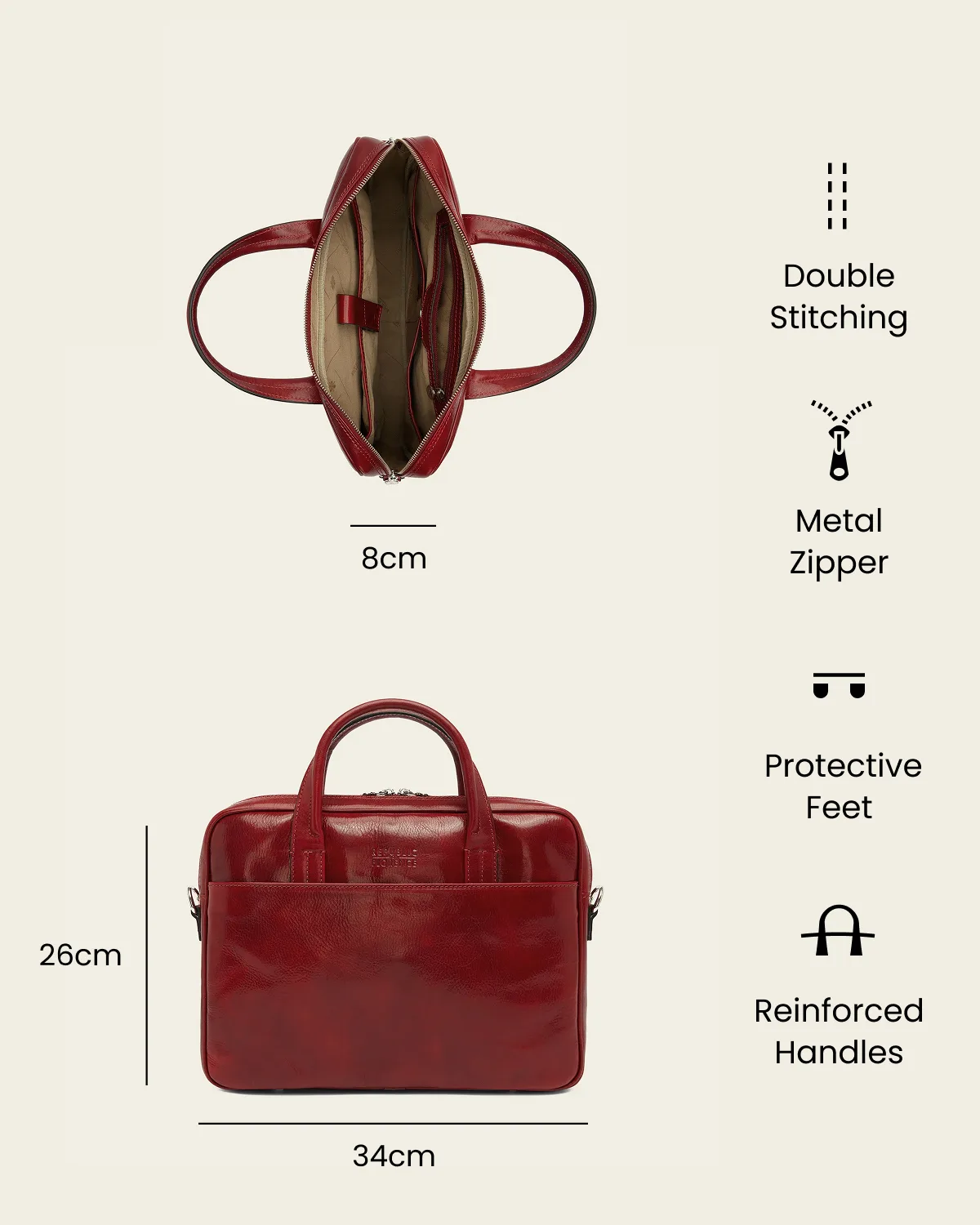 London Rosso - 14" Leather Briefcase - Image 7