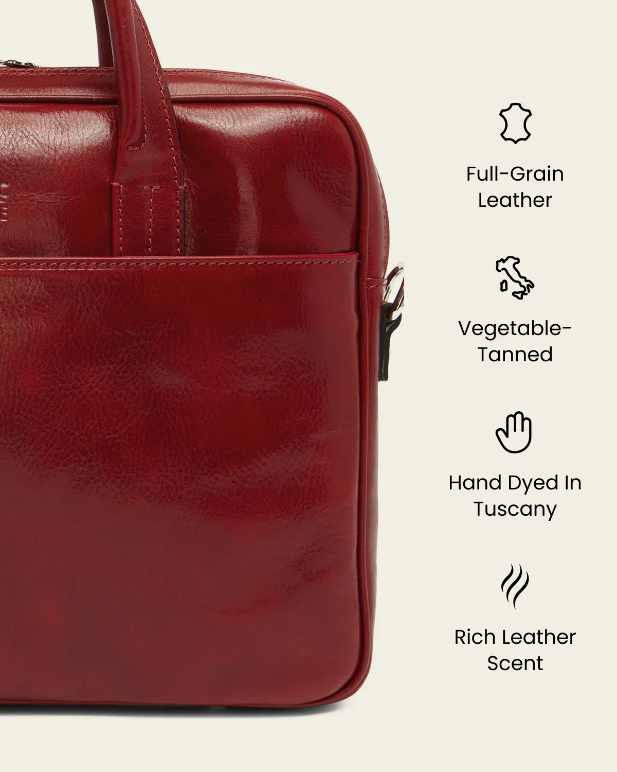 London Rosso - 14" Leather Briefcase - Image 8