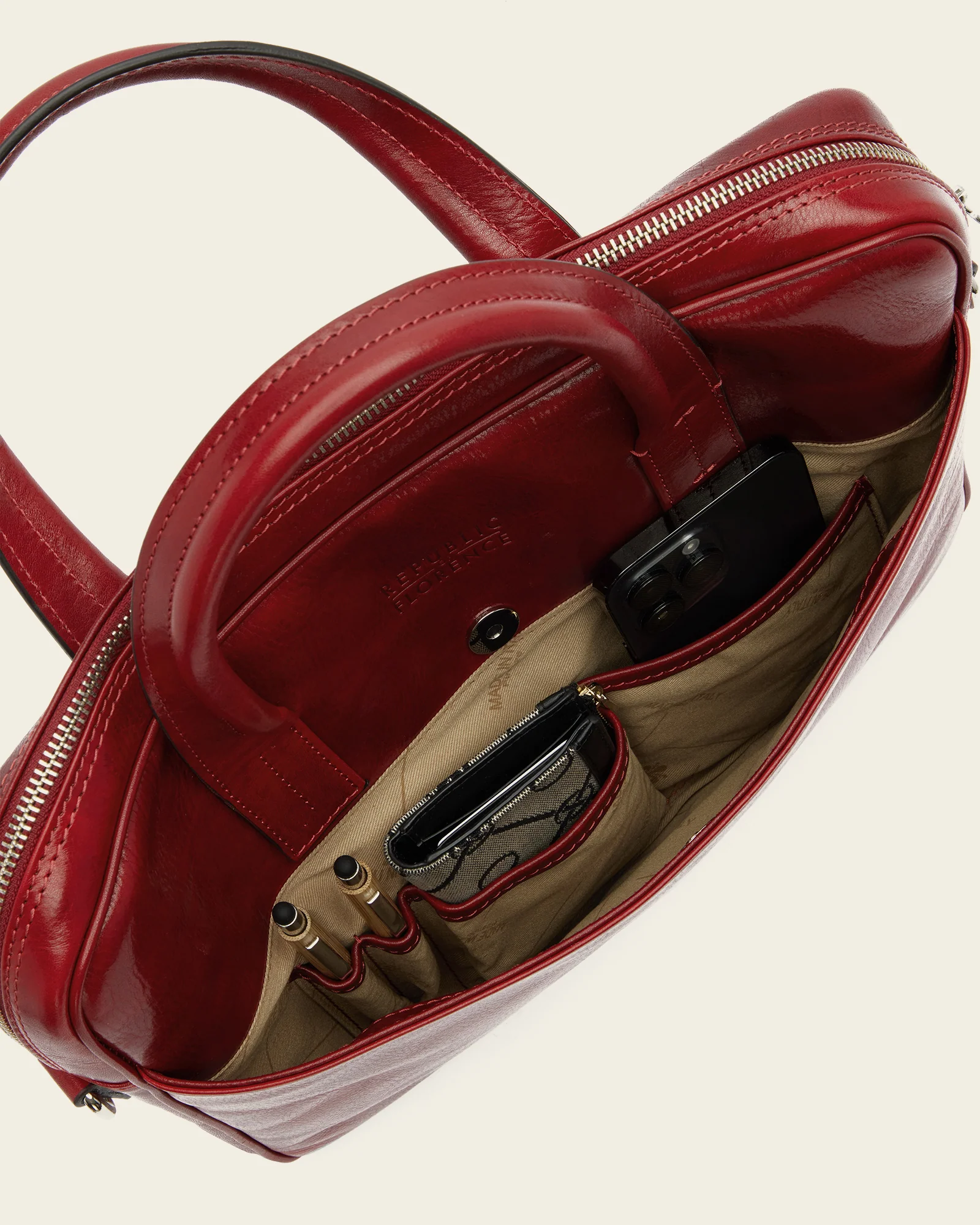 London Rosso - 14" Leather Briefcase - Image 9