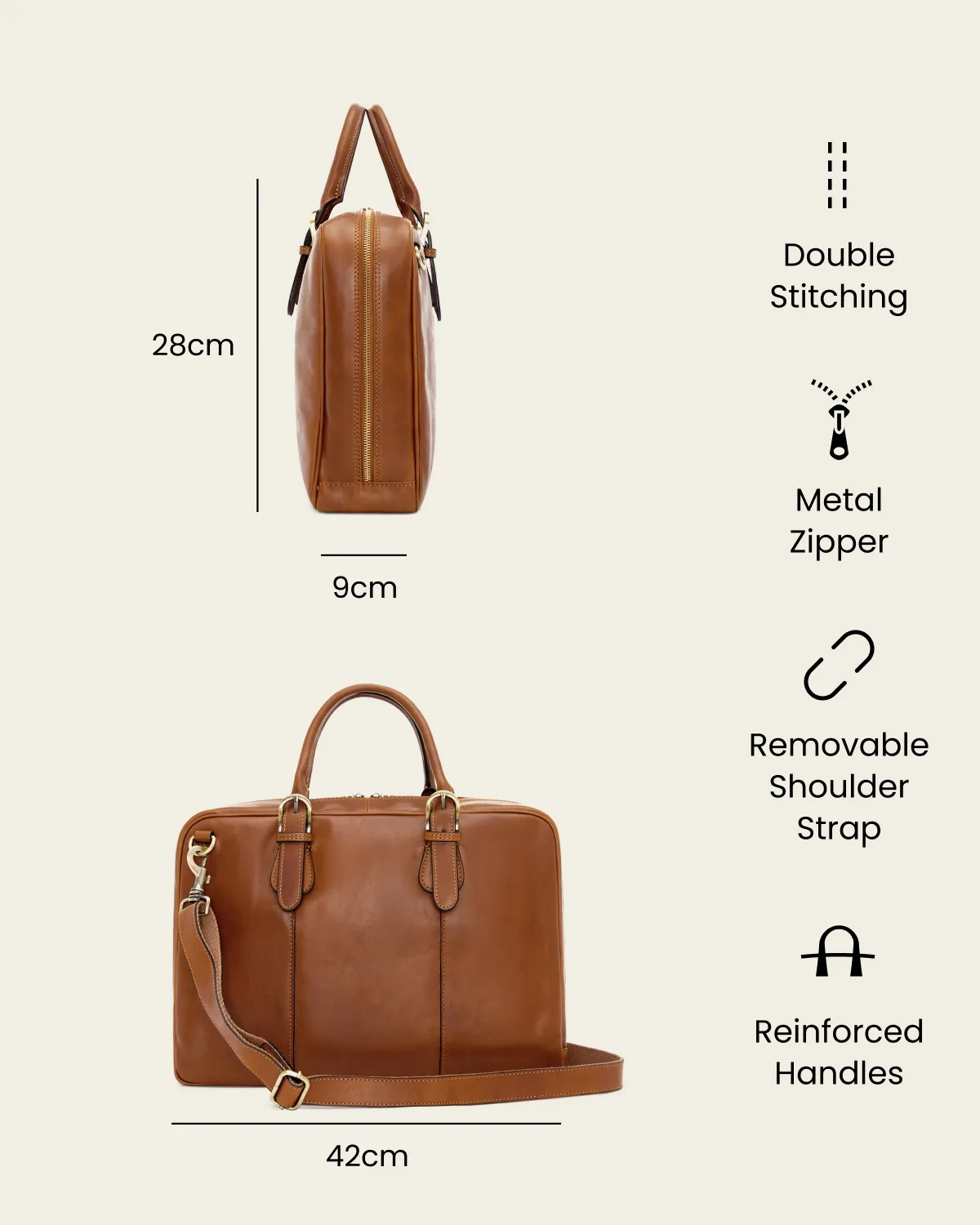 Madrid Burned - 16" Leather Briefcase - Image 6