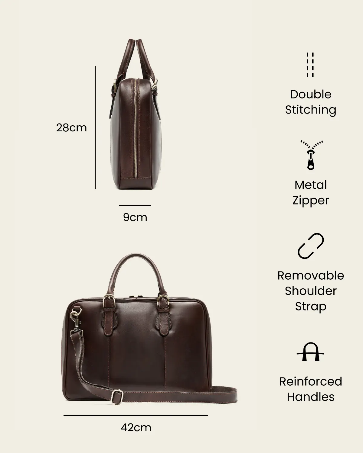 Madrid Espresso - 16" Leather Briefcase - Image 8