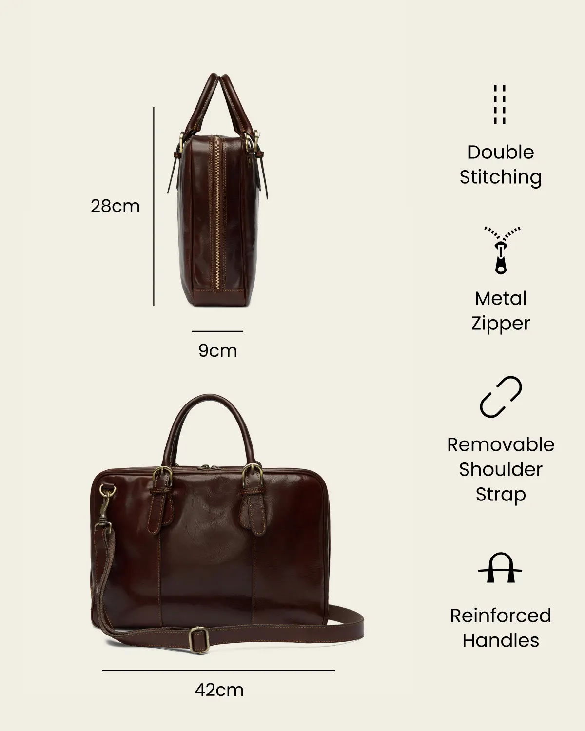 Madrid Terra - 16" Leather Briefcase - Image 7