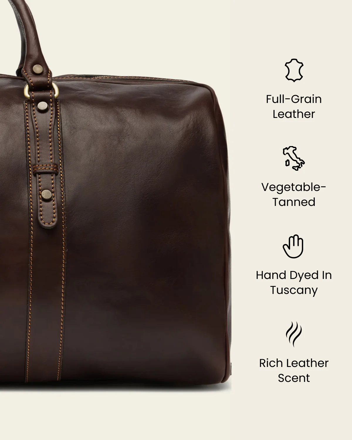 Marco Polo Espresso - Leather Holdall - Image 8