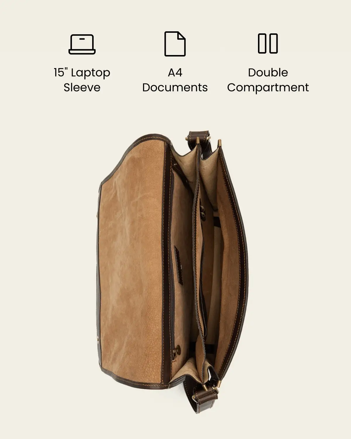Nero Espresso - 15" Leather Messenger Bag - Image 2