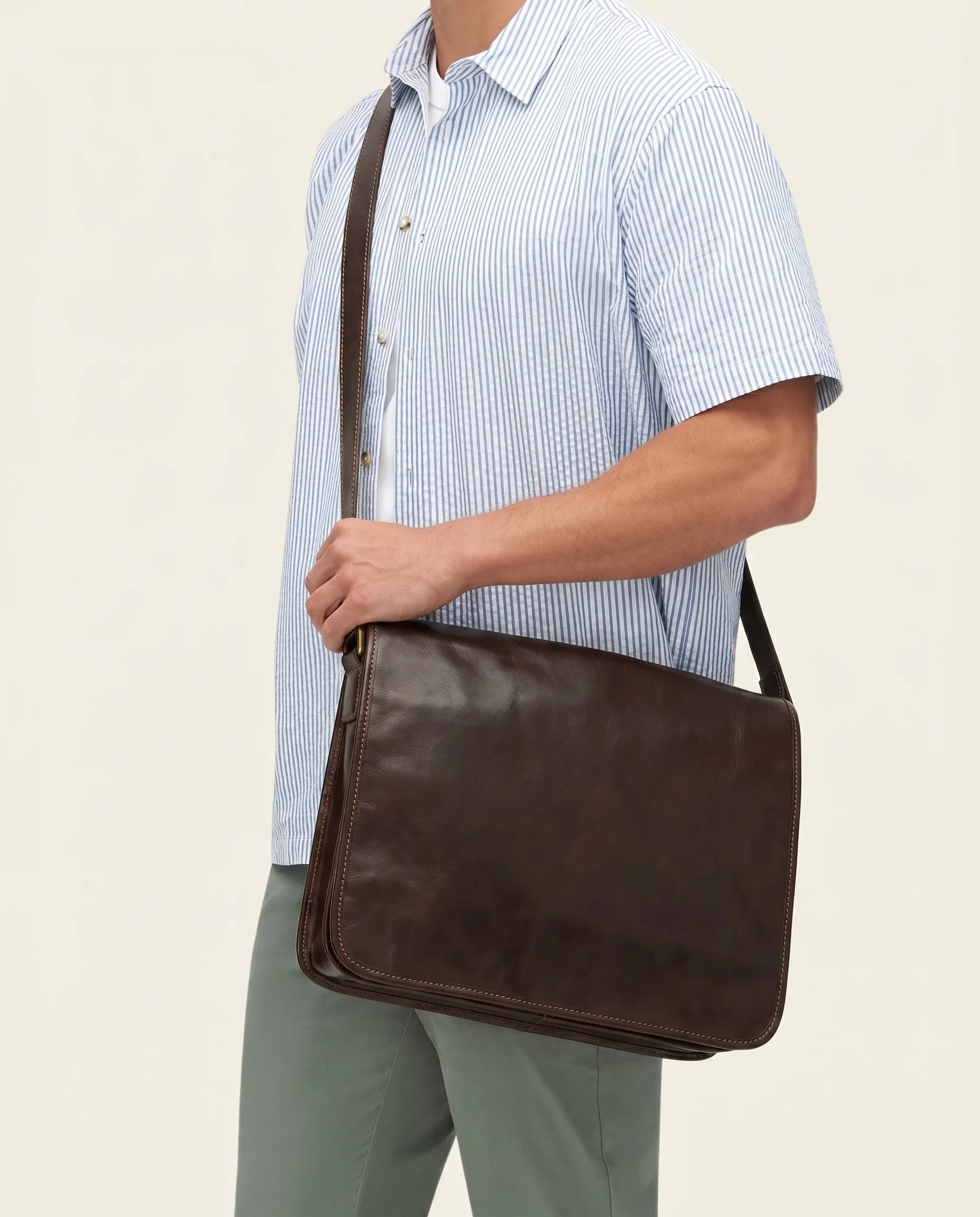 Nero Espresso - 15" Leather Messenger Bag - Image 3