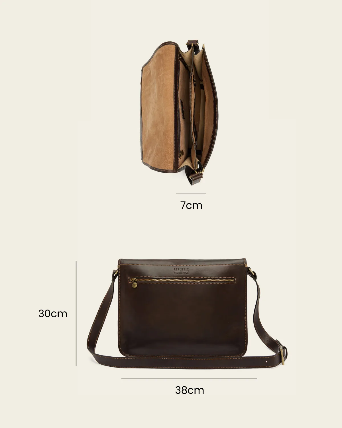 Nero Espresso - 15" Leather Messenger Bag - Image 7