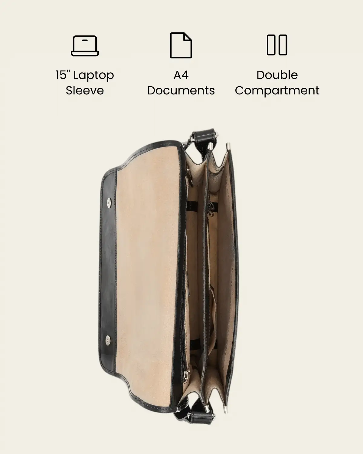 Nero Ink - 15" Leather Messenger Bag - Image 2