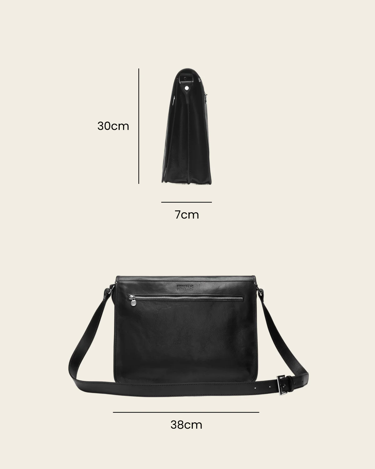 Nero Ink - 15" Leather Messenger Bag - Image 7