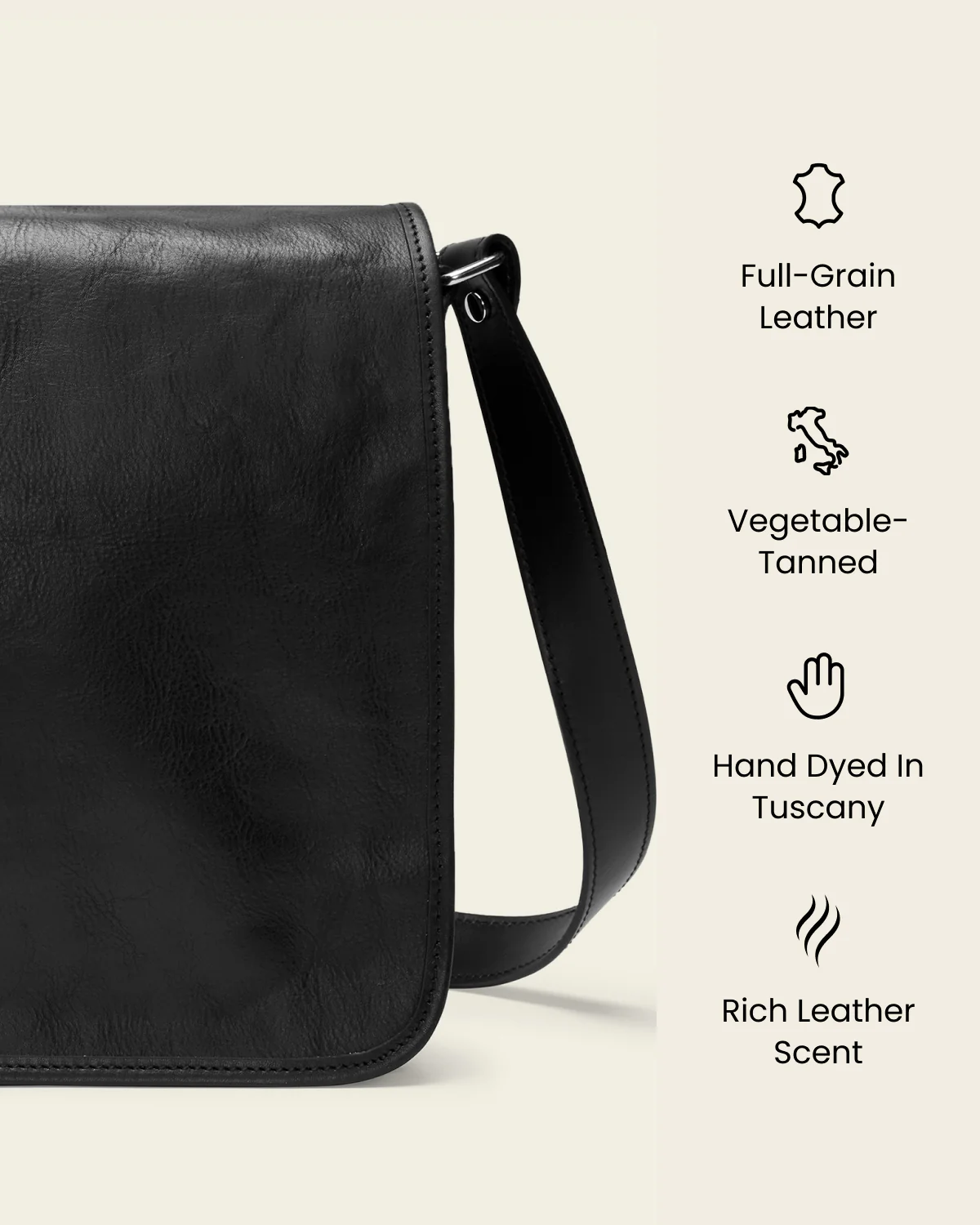 Nero Ink - 15" Leather Messenger Bag - Image 8