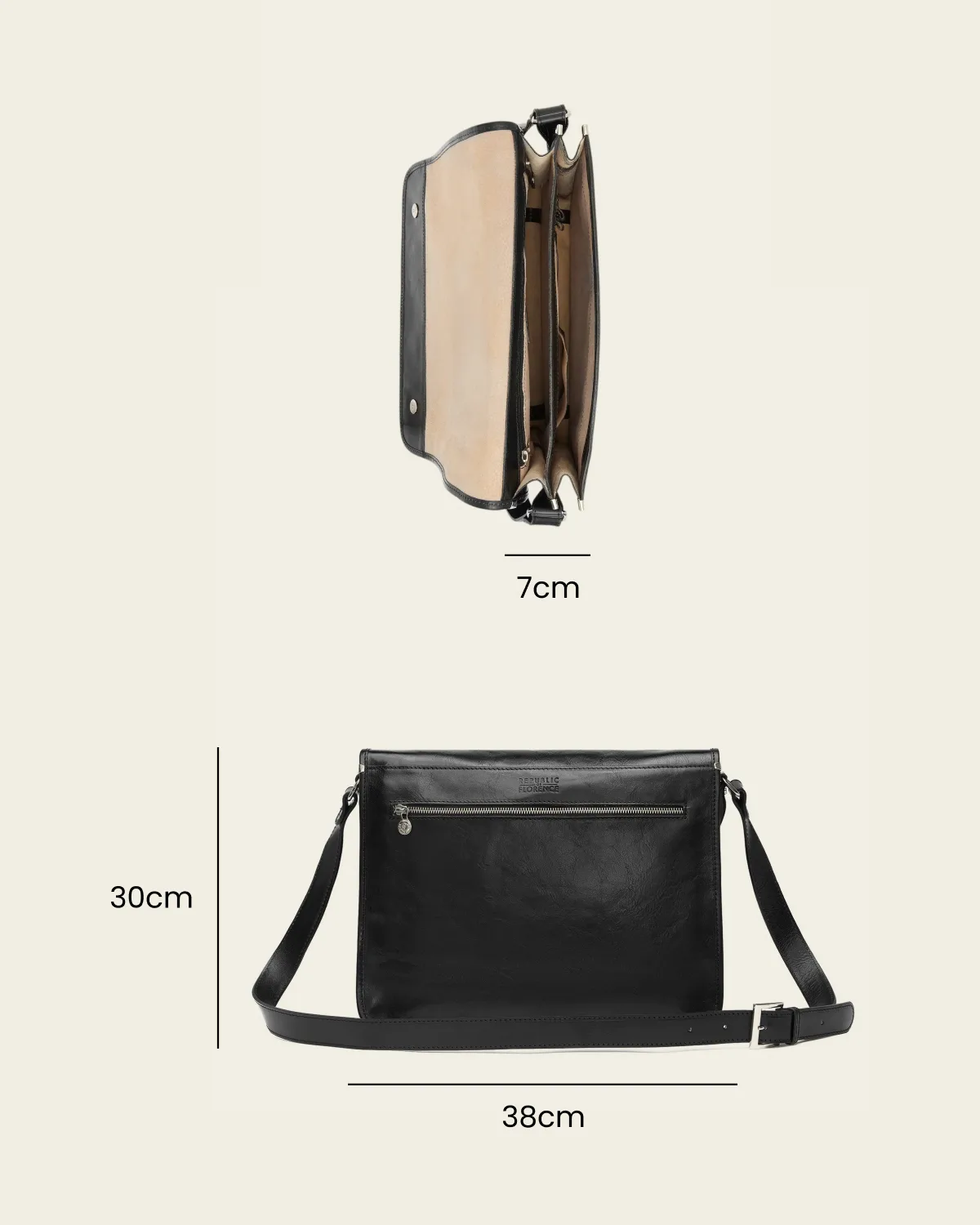 Nero Jet - 15" Leather Messenger Bag - Image 7