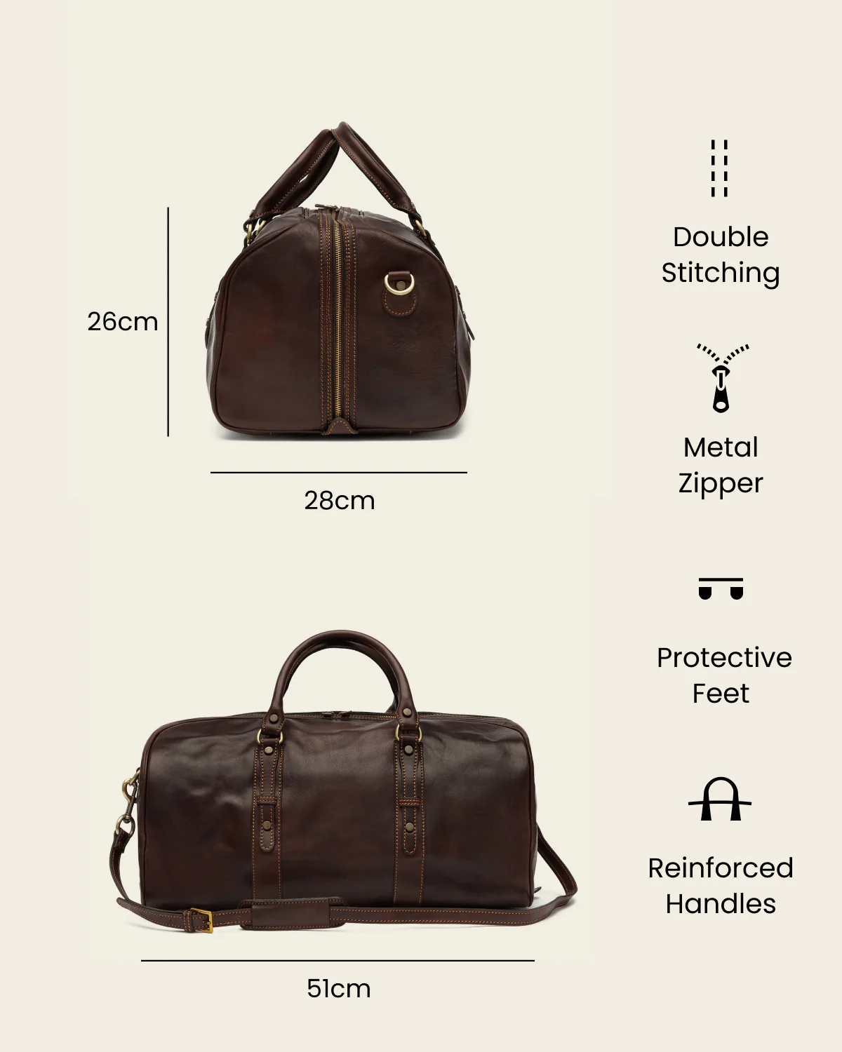 Polo Medium Espresso - Leather Weekender - Image 7