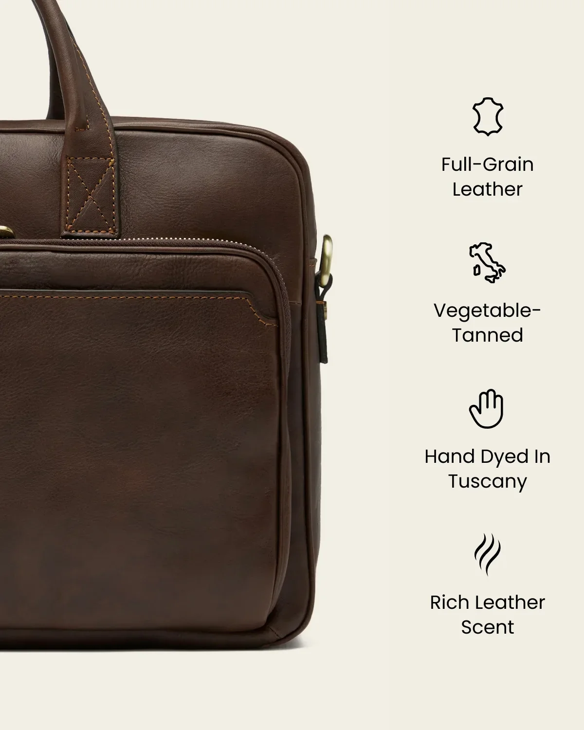 Pretoria Espresso - 15" Leather Laptop Briefcase - Image 8
