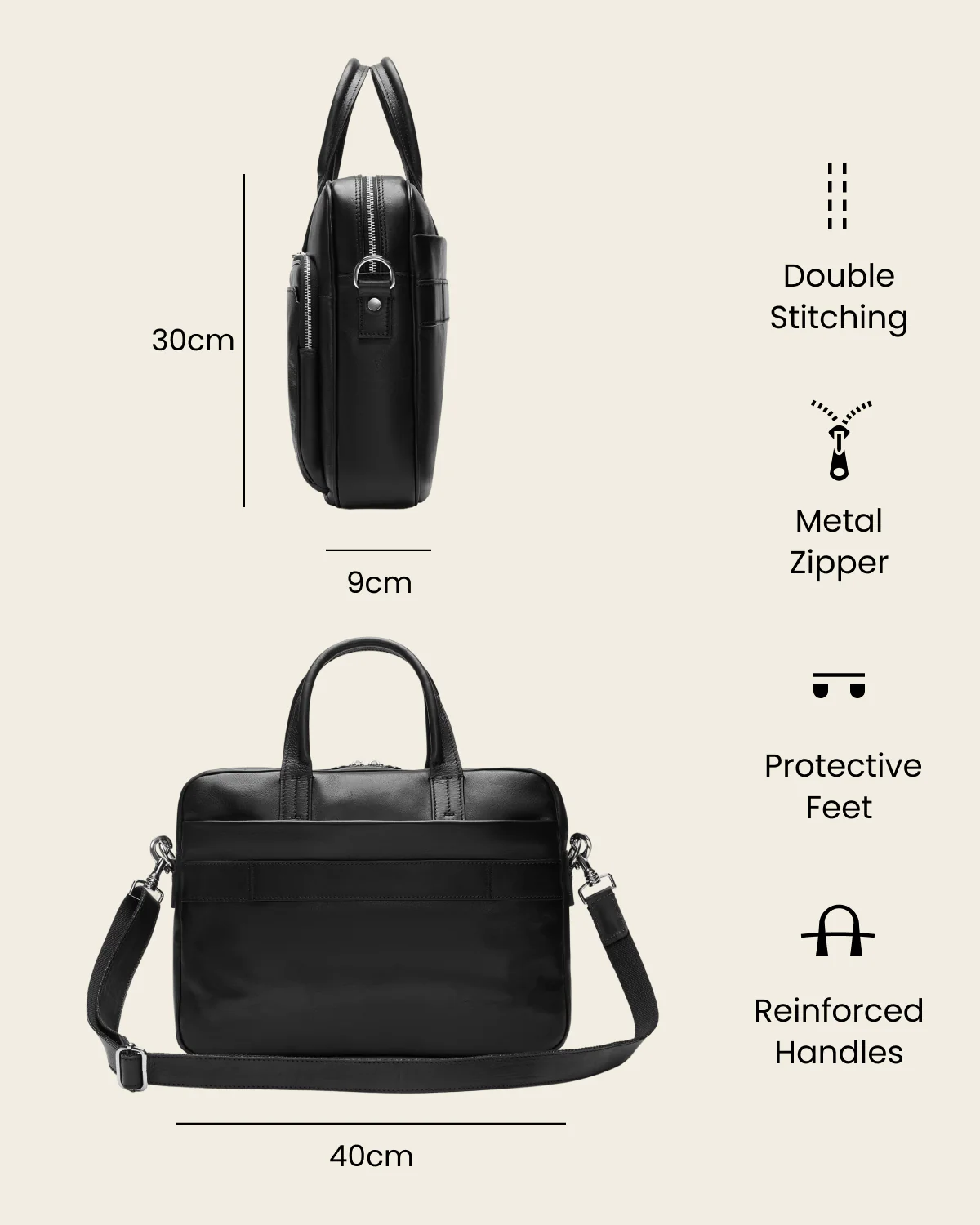 Pretoria Ink - 15" Leather Laptop Briefcase - Image 7