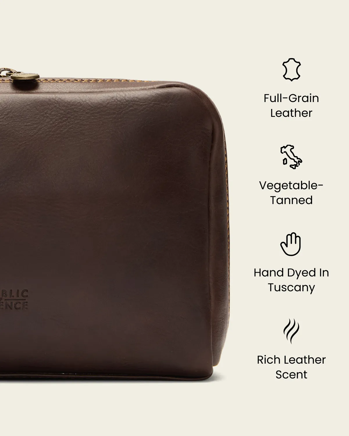 Primo Espresso - Leather Toiletry Bag - Image 8
