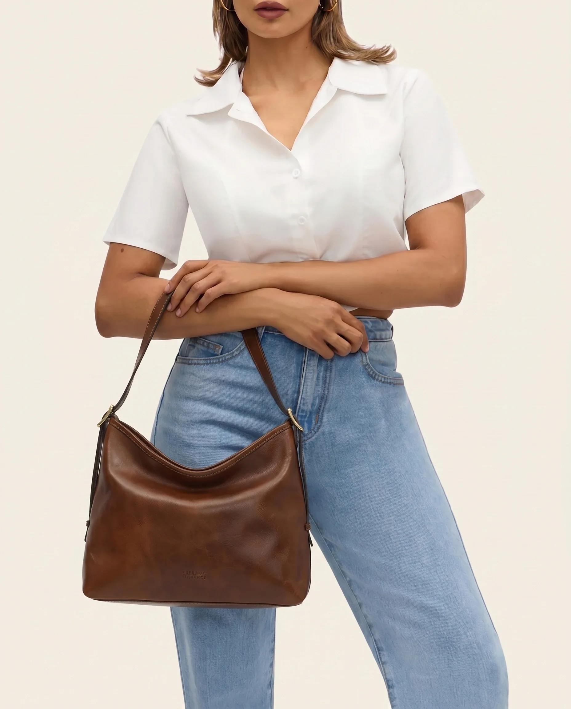 Sophia Earth - Leather Shoulder Bag - Image 6
