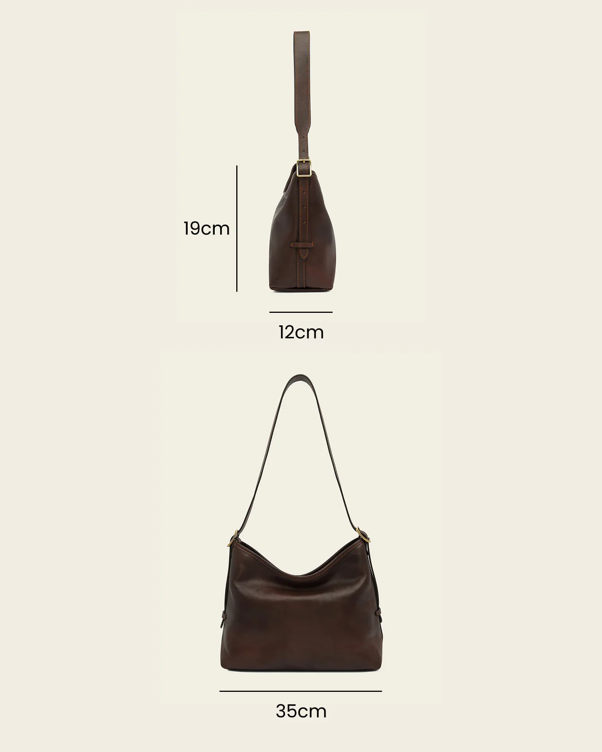 Sophia Espresso - Leather Shoulder Bag - Image 7